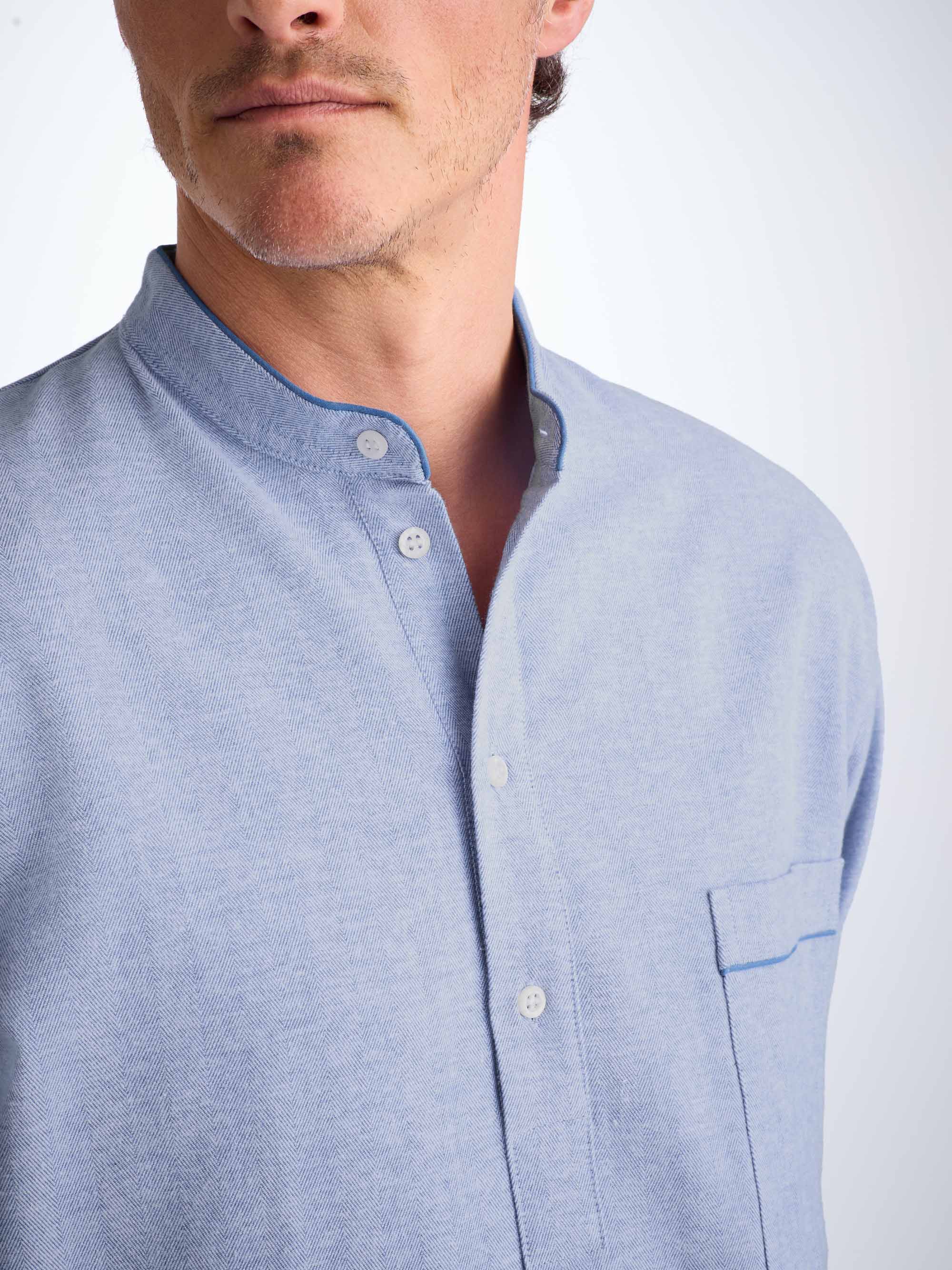 Men's Nightshirt Arran 24 Brushed Cotton Blue