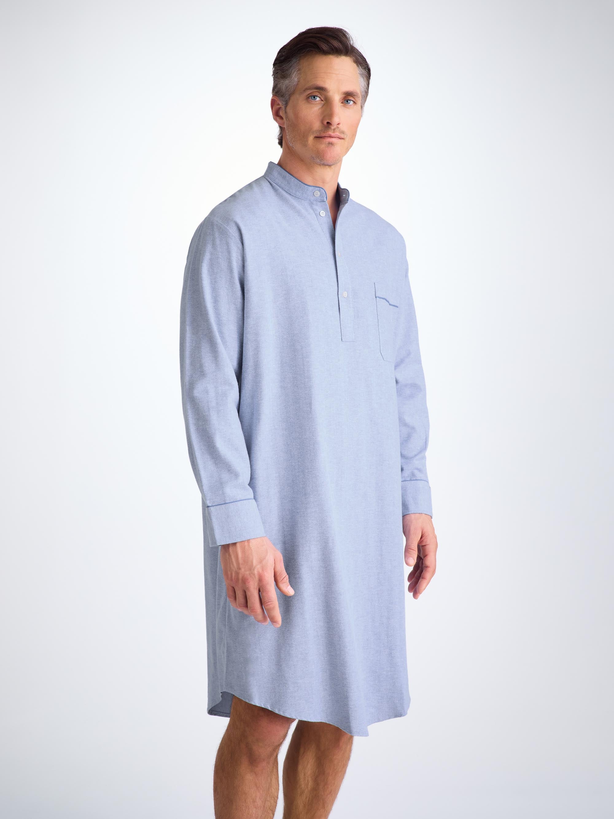 Men's Nightshirt Arran 24 Brushed Cotton Blue