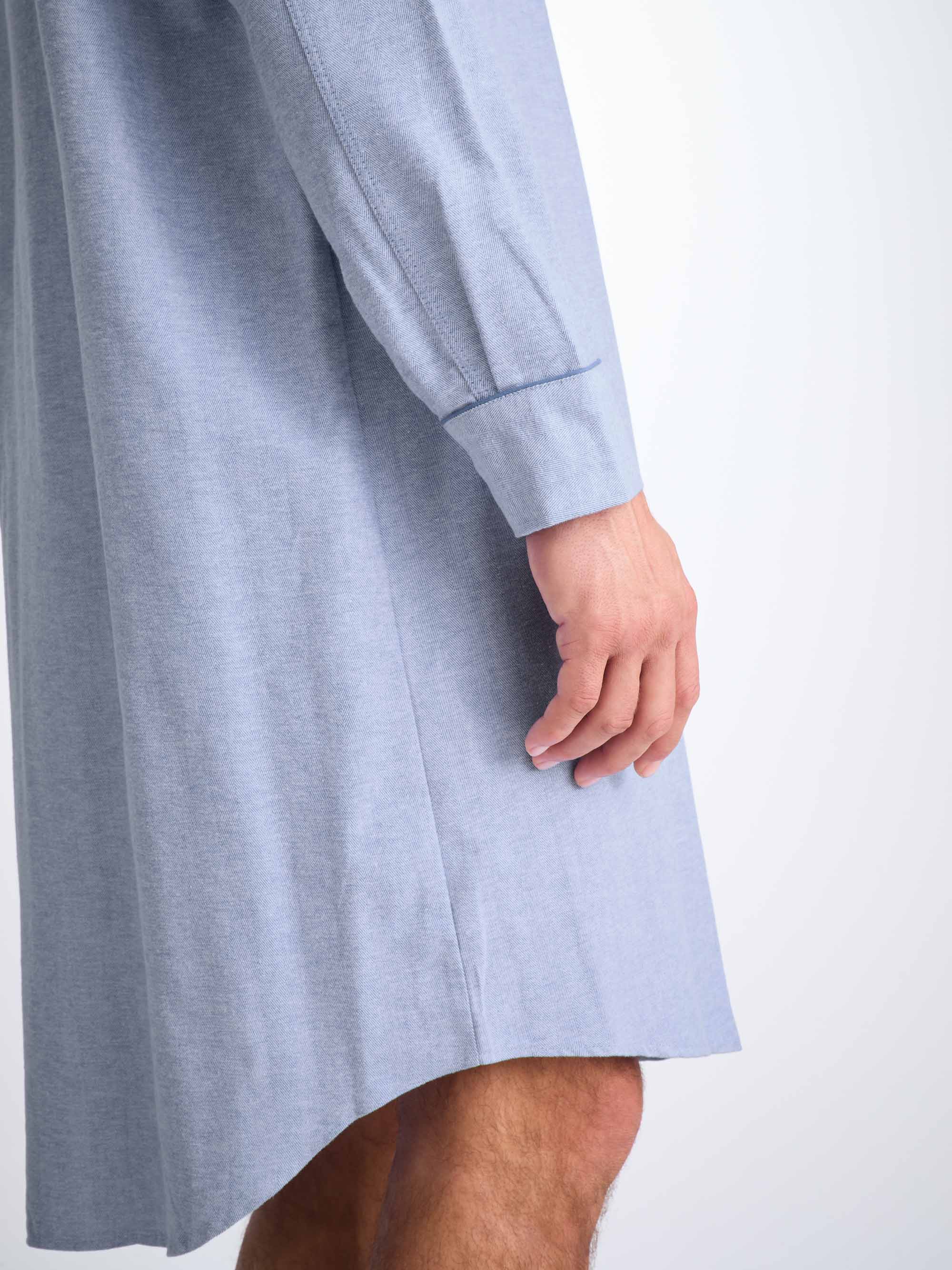 Men's Nightshirt Arran 24 Brushed Cotton Blue