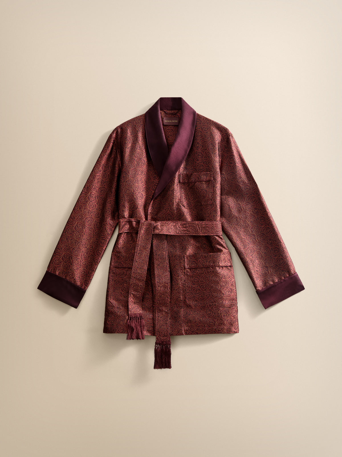 Verona Silk Jacquard Smoking Jacket Red Rose