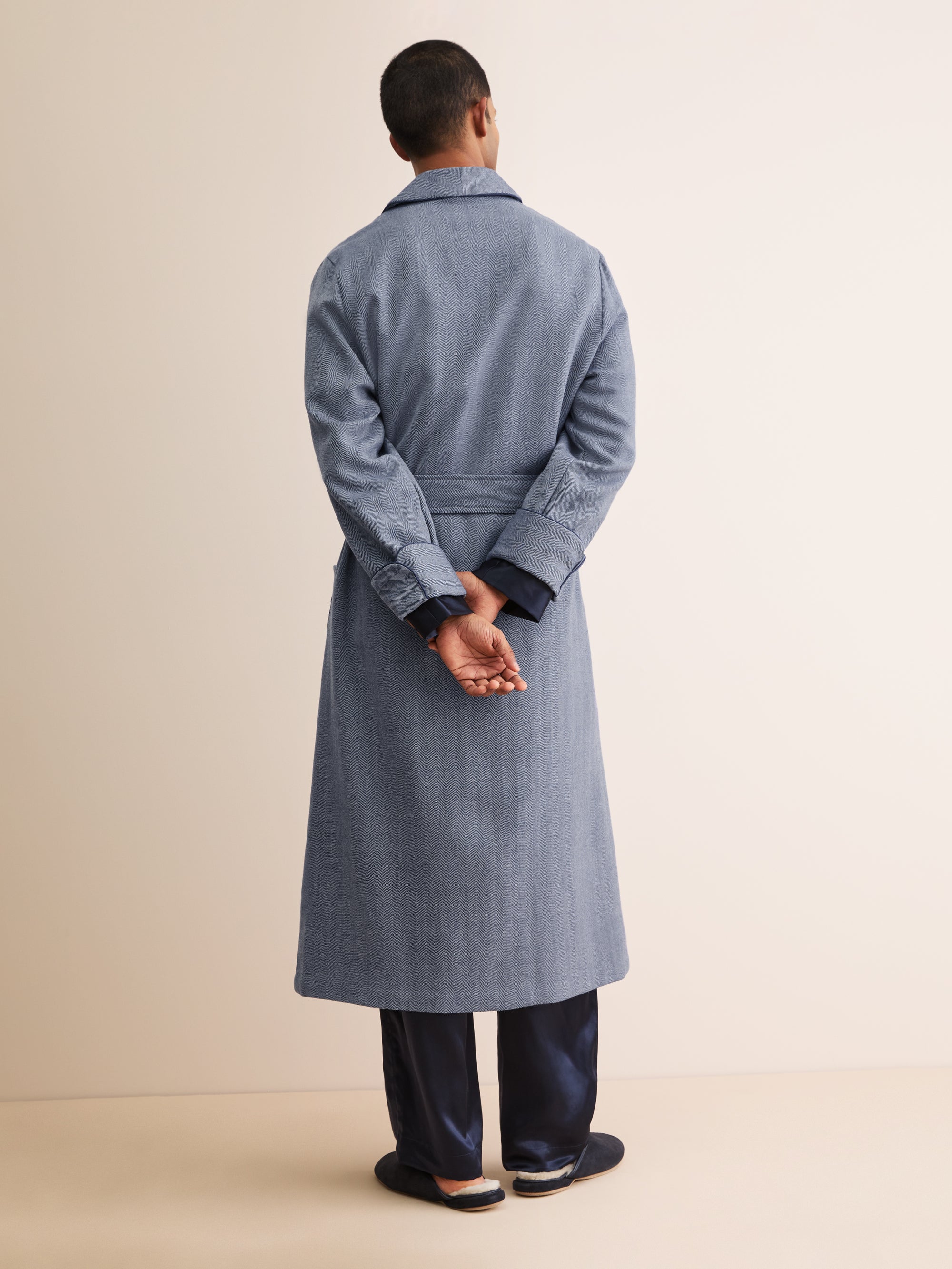 Men's Dressing Gown Lincoln Wool Navy