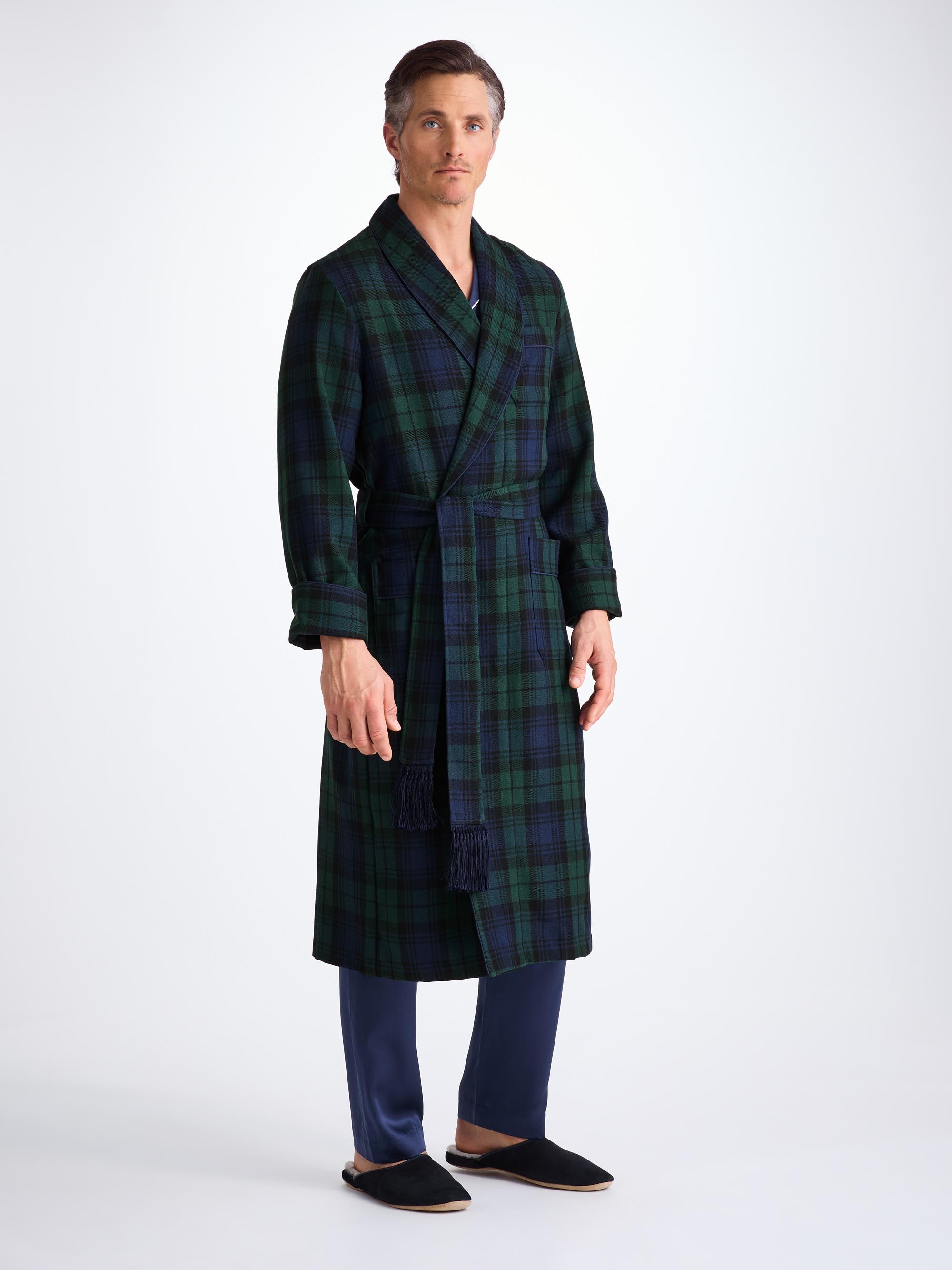 Men's Robe Tartan Black Watch Wool Navy