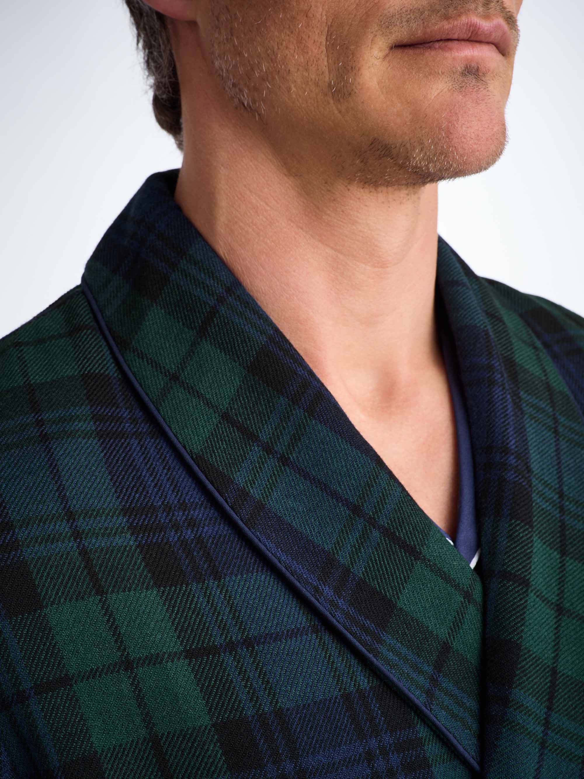 Men's Robe Tartan Black Watch Wool Navy