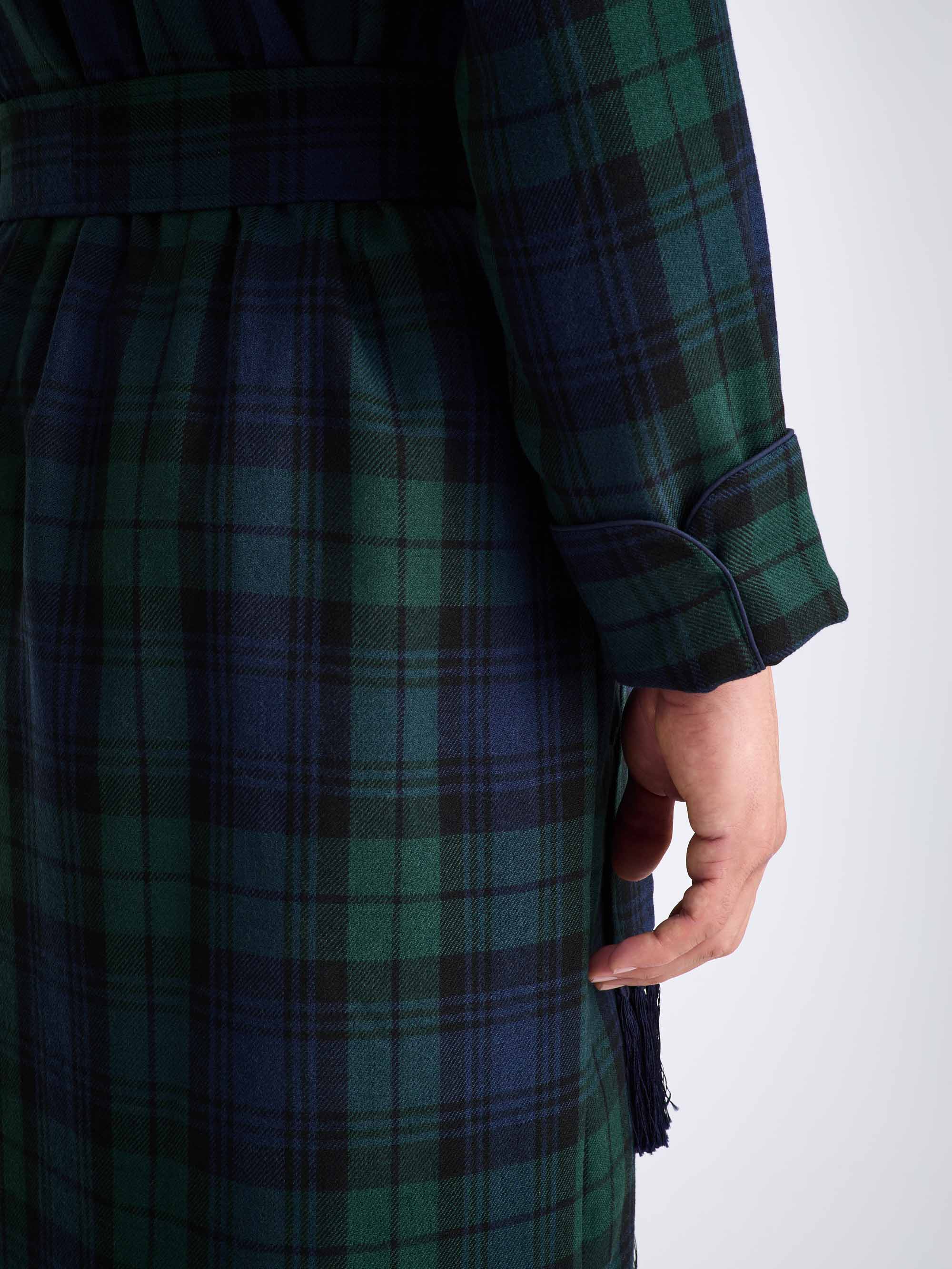 Men's Robe Tartan Black Watch Wool Navy
