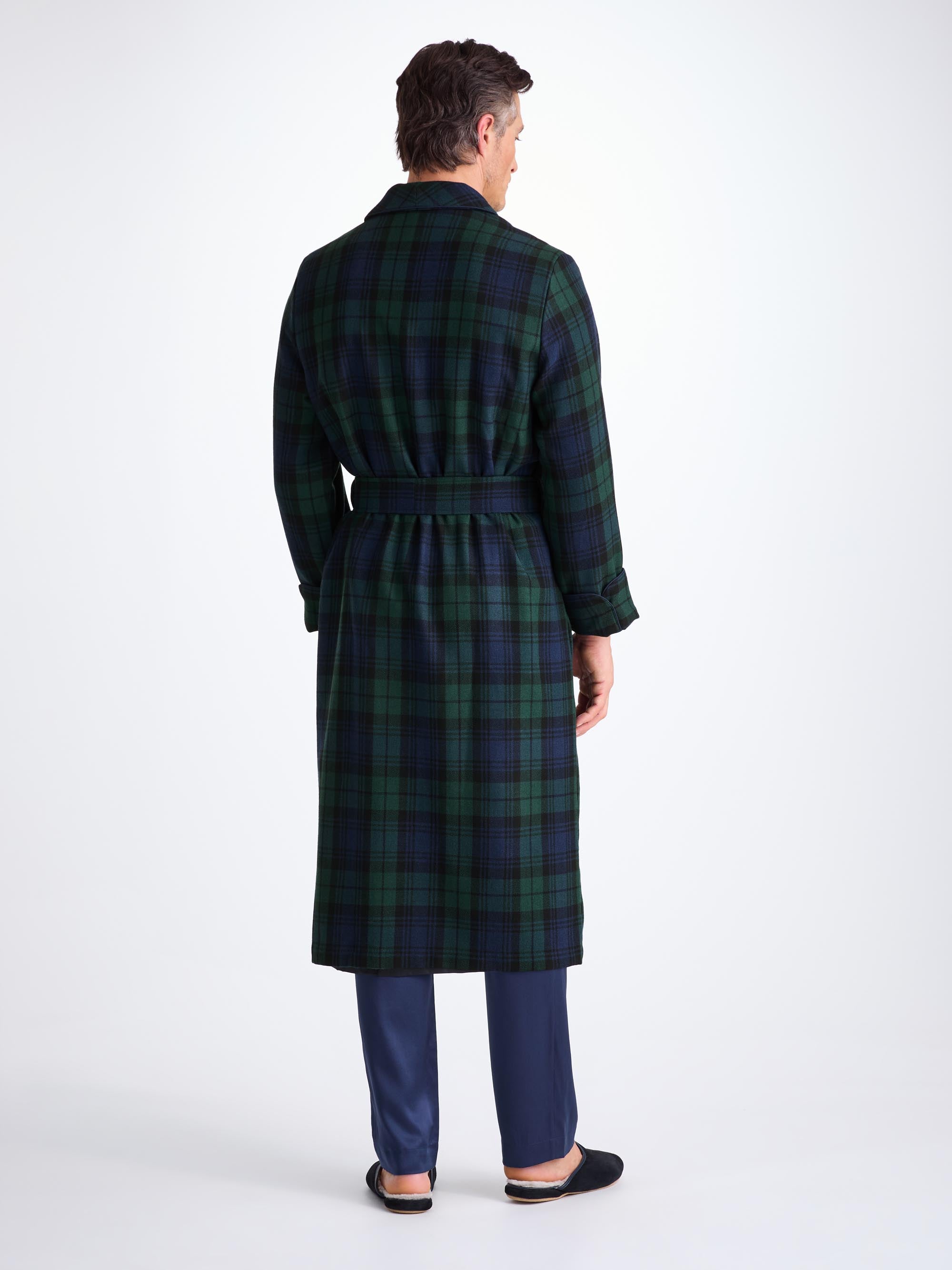 Men's Robe Tartan Black Watch Wool Navy