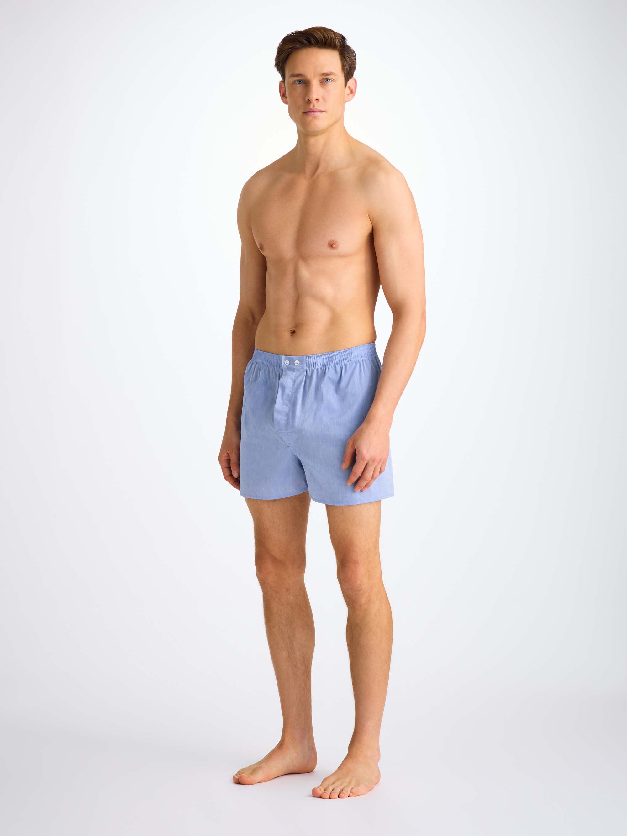 Men's Classic Fit Boxers Amalfi Cotton Batiste Blue