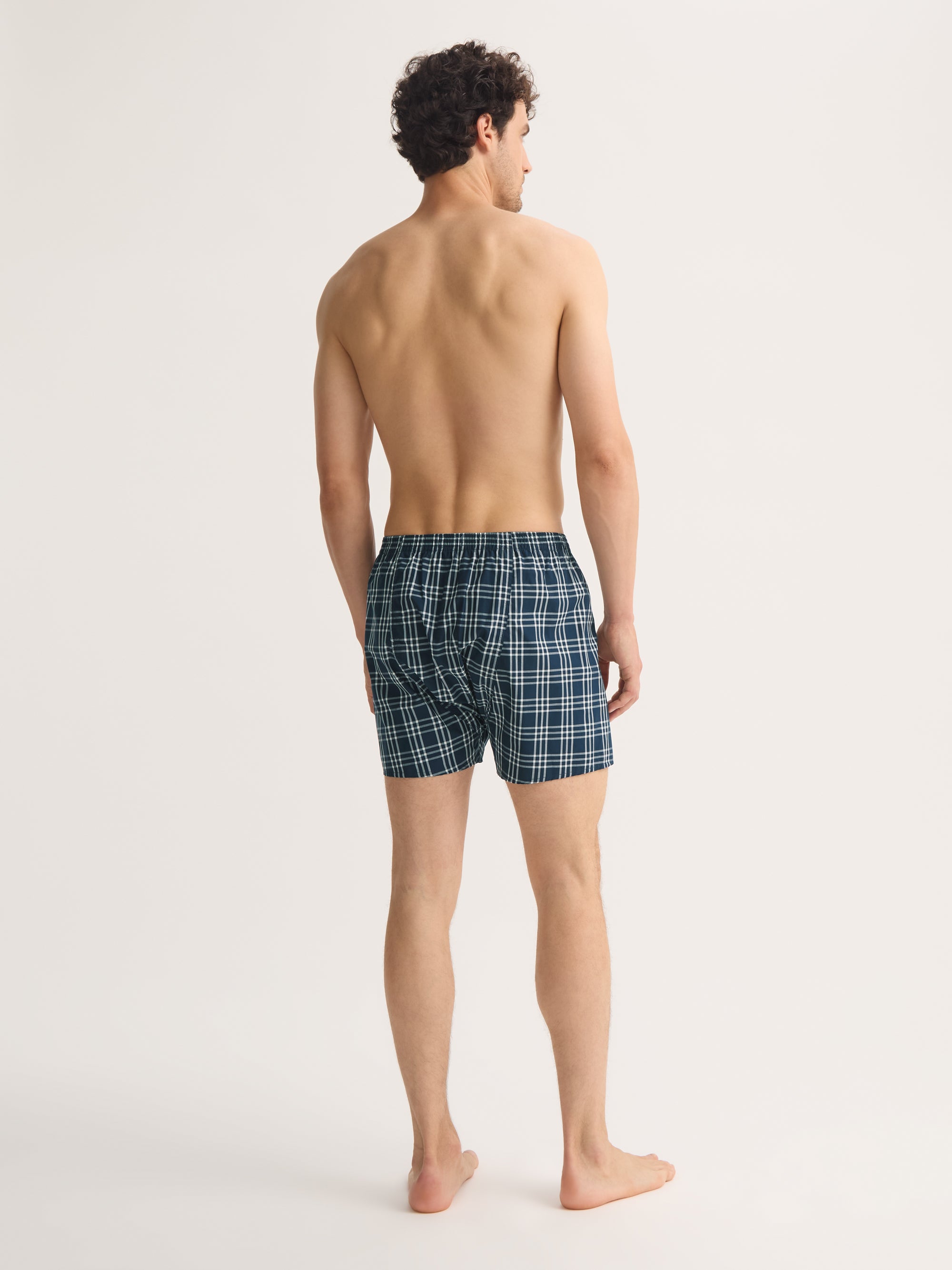 Men's Classic Fit Boxers Barker Cotton French Blue & White Check
