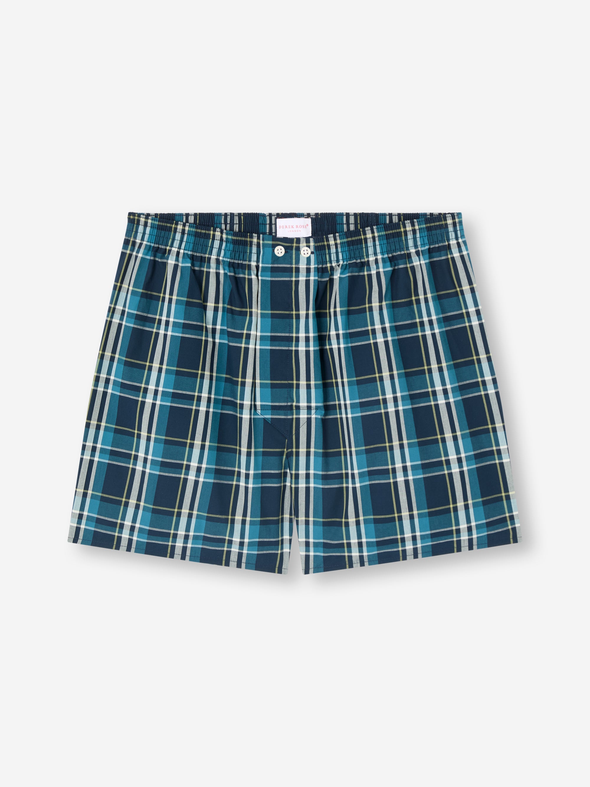 Men's Classic Fit Boxers Barker Cotton Navy Blue & Teal Check