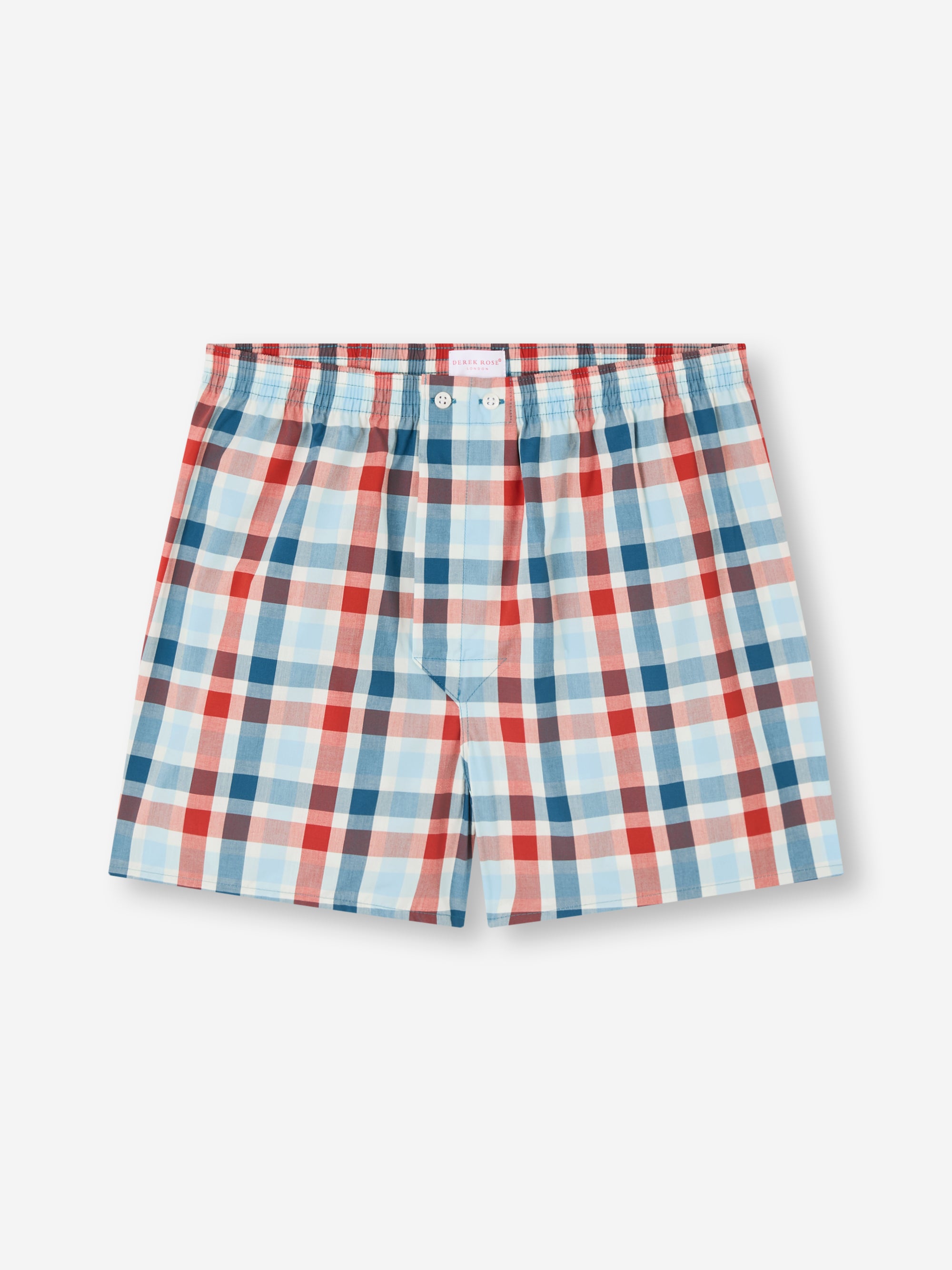 Men's Classic Fit Boxers Barker Cotton Teal & Red Check
