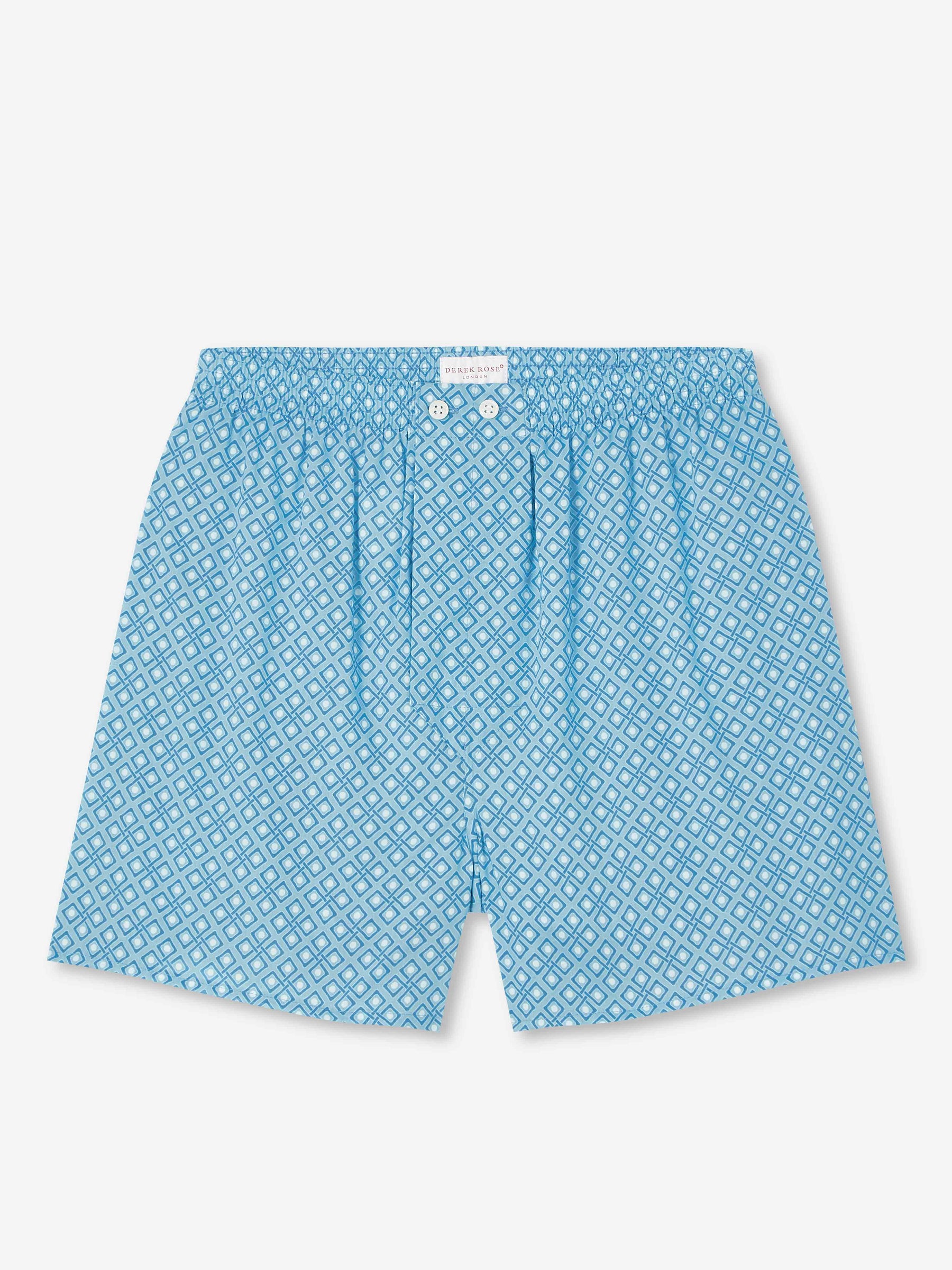 Men's Classic Fit Boxers Ledbury 56 Cotton Batiste Blue