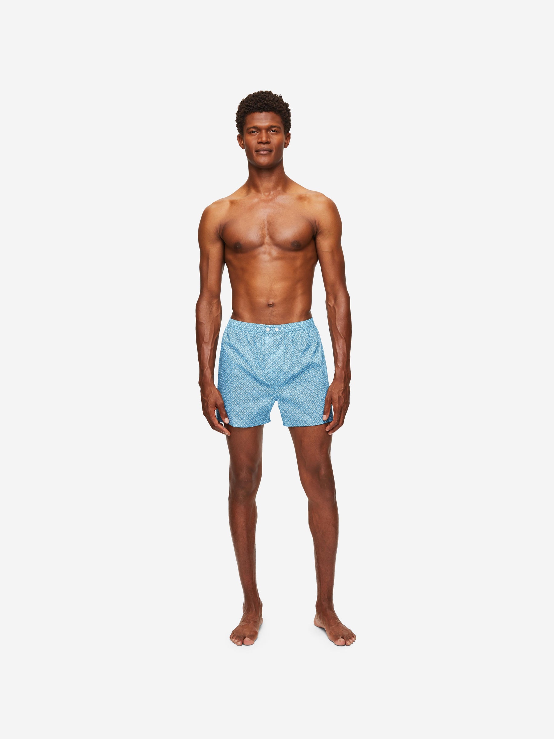 Men's Classic Fit Boxers Ledbury 56 Cotton Batiste Blue