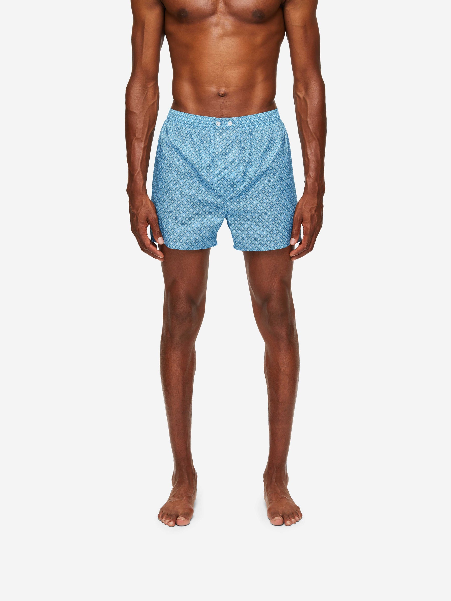 Men's Classic Fit Boxers Ledbury 56 Cotton Batiste Blue