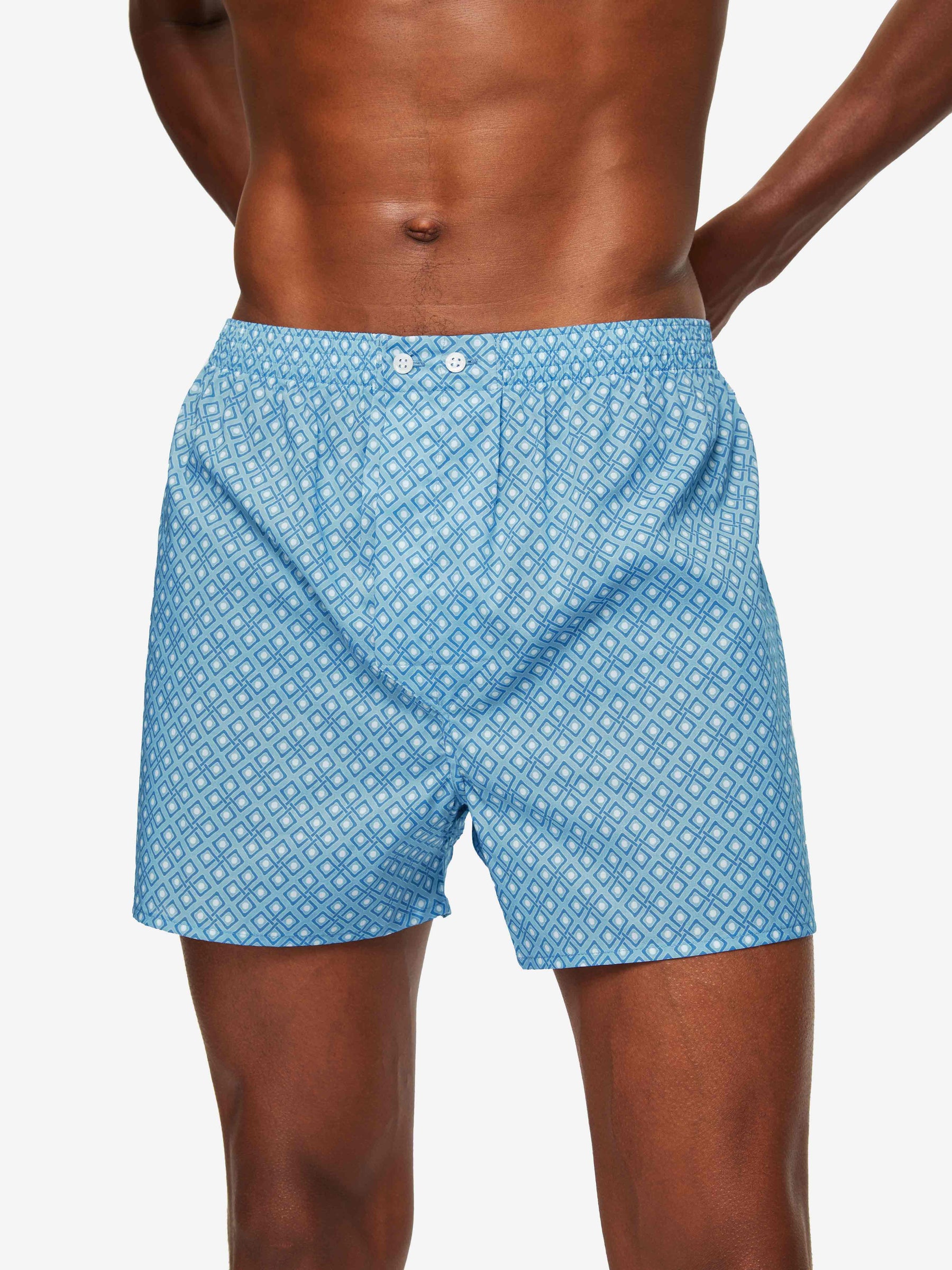 Men's Classic Fit Boxers Ledbury 56 Cotton Batiste Blue
