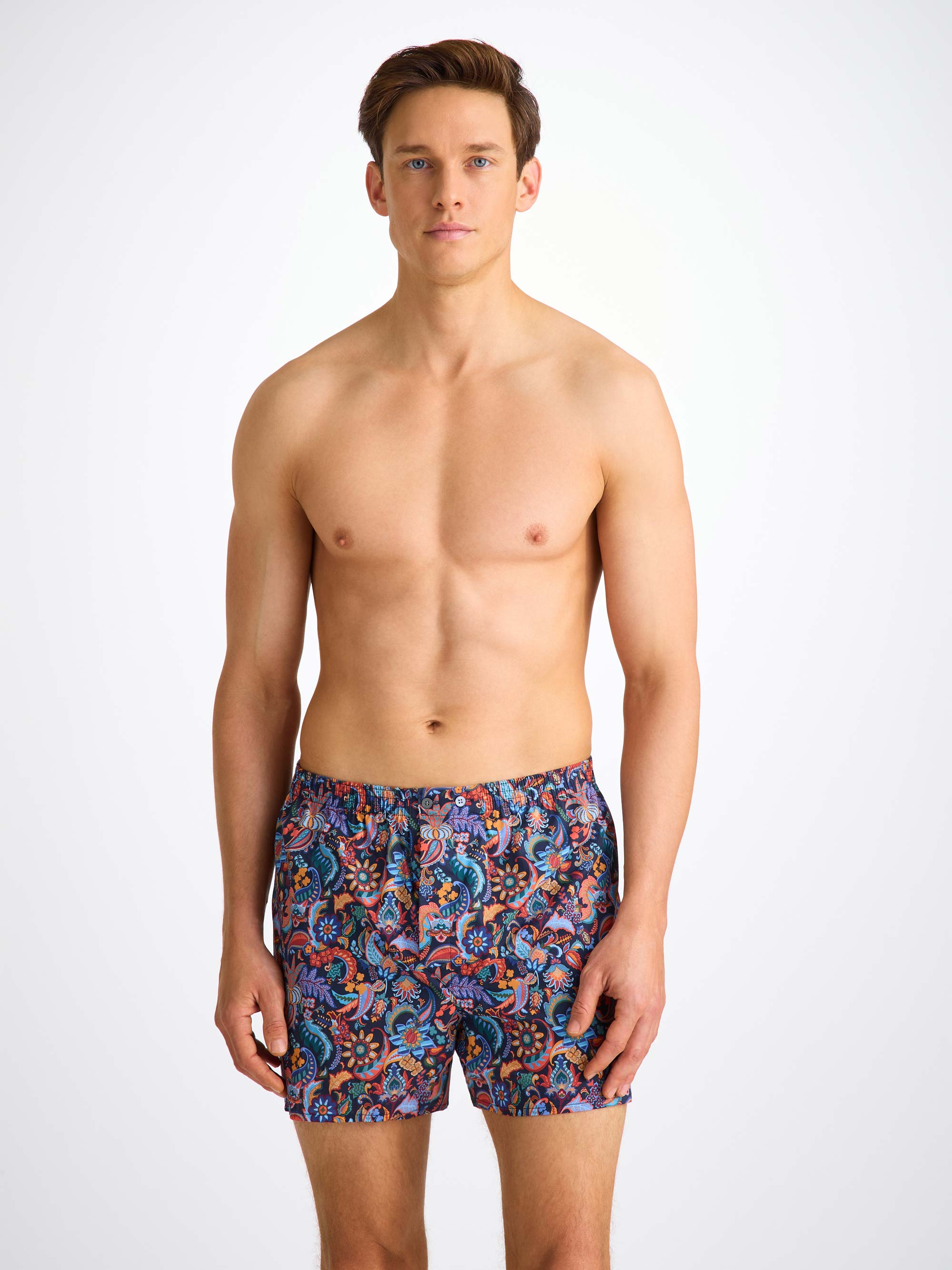 Men's Classic Fit Boxers Cotton Batiste Multi Jungle Paisley Print