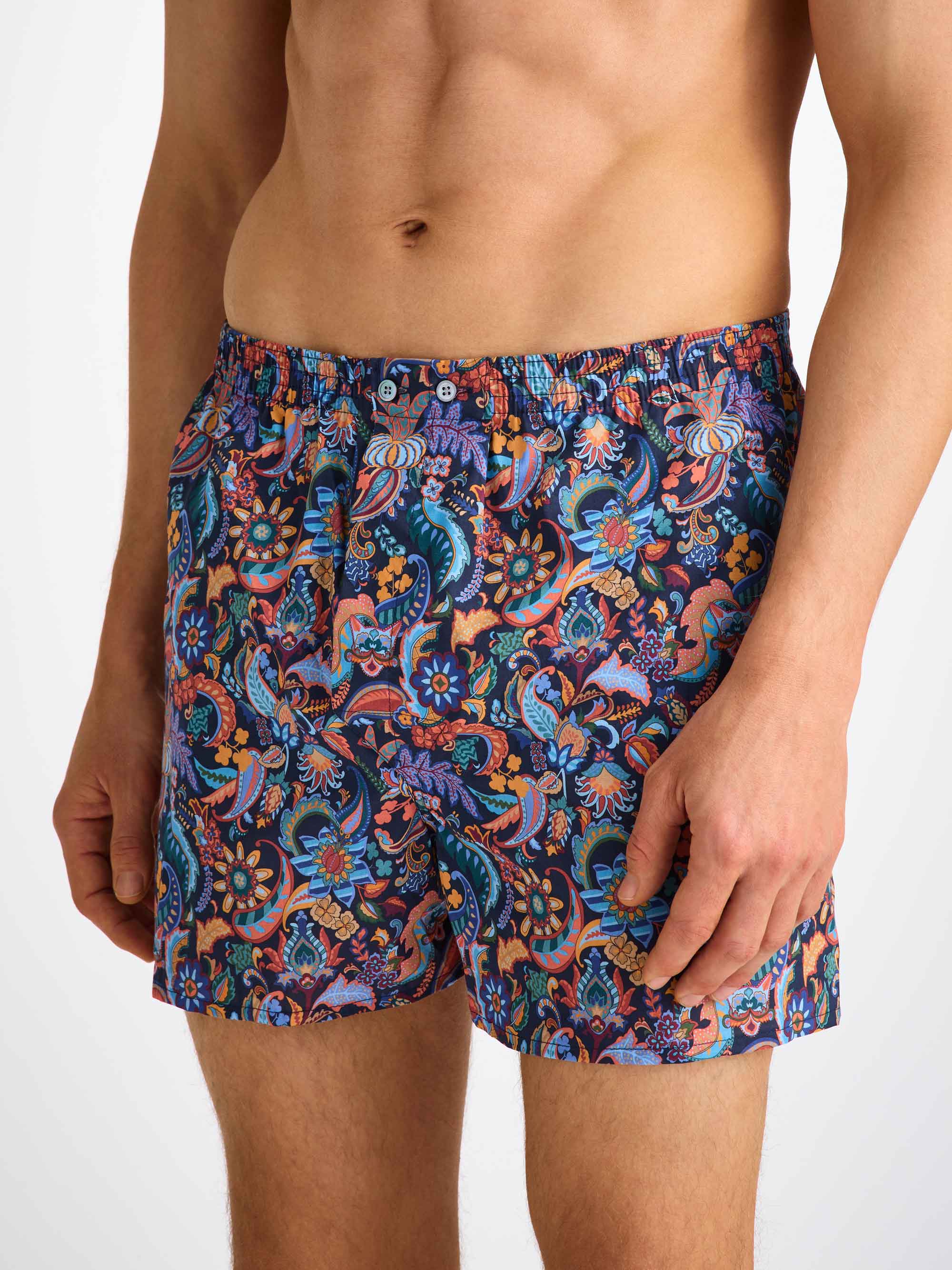 Men's Classic Fit Boxers Cotton Batiste Multi Jungle Paisley Print