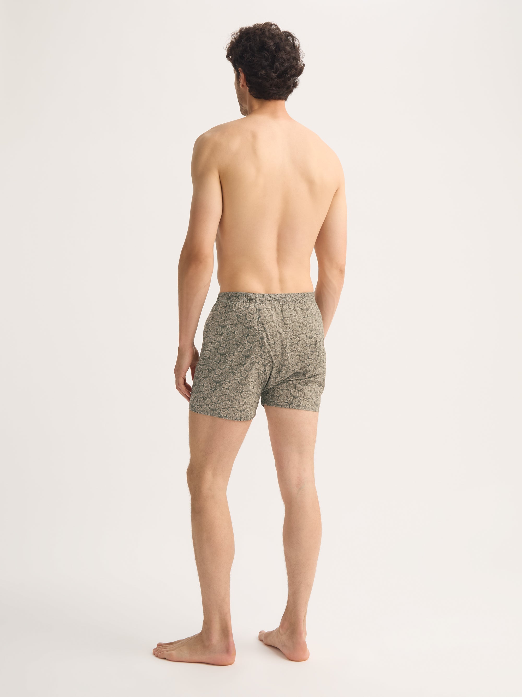 Men's Classic Fit Boxers Cotton Batiste Camo Green Rose Print