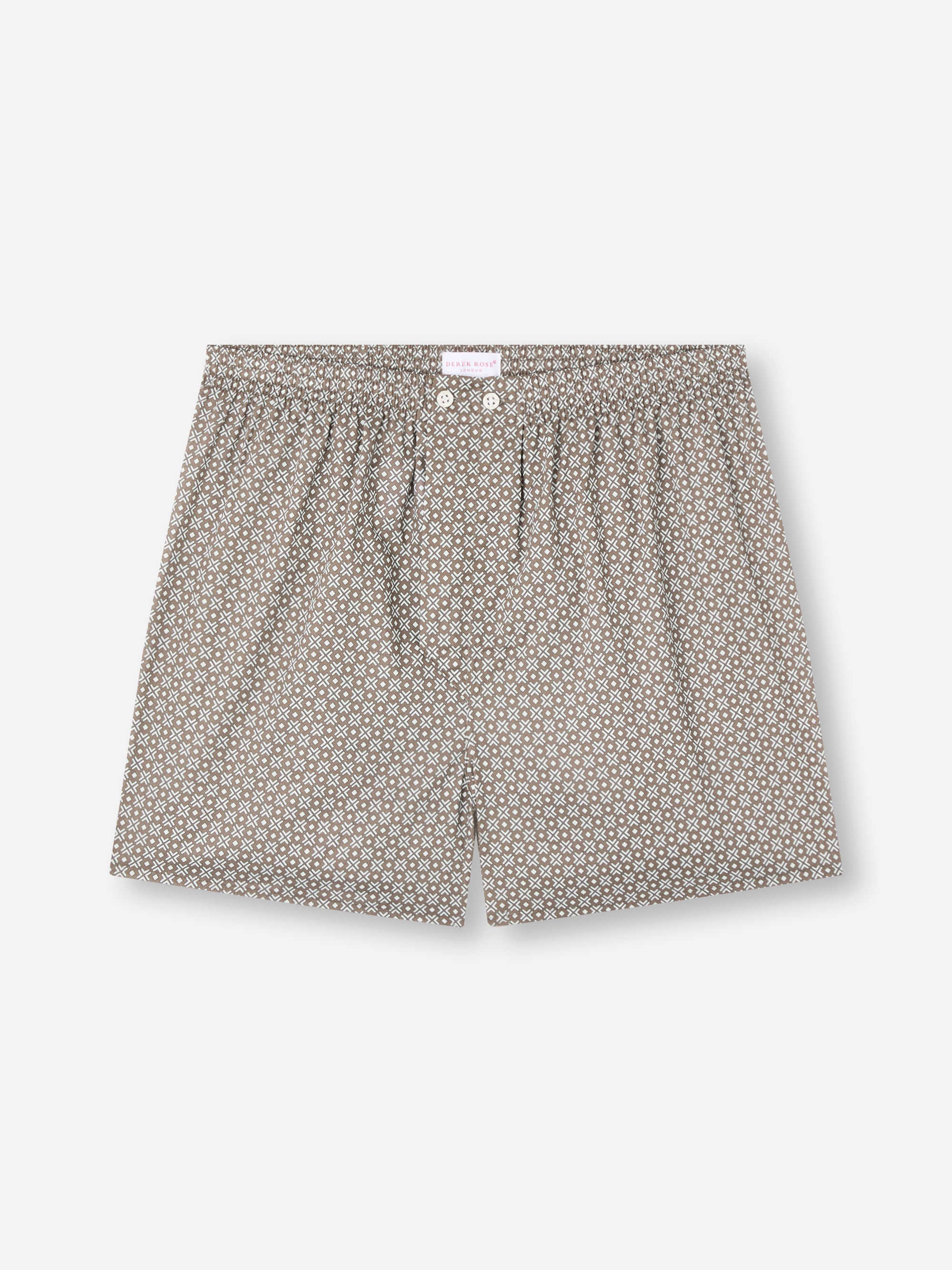 Men's Classic Fit Boxers London Transport Cotton Batiste Taupe Cross