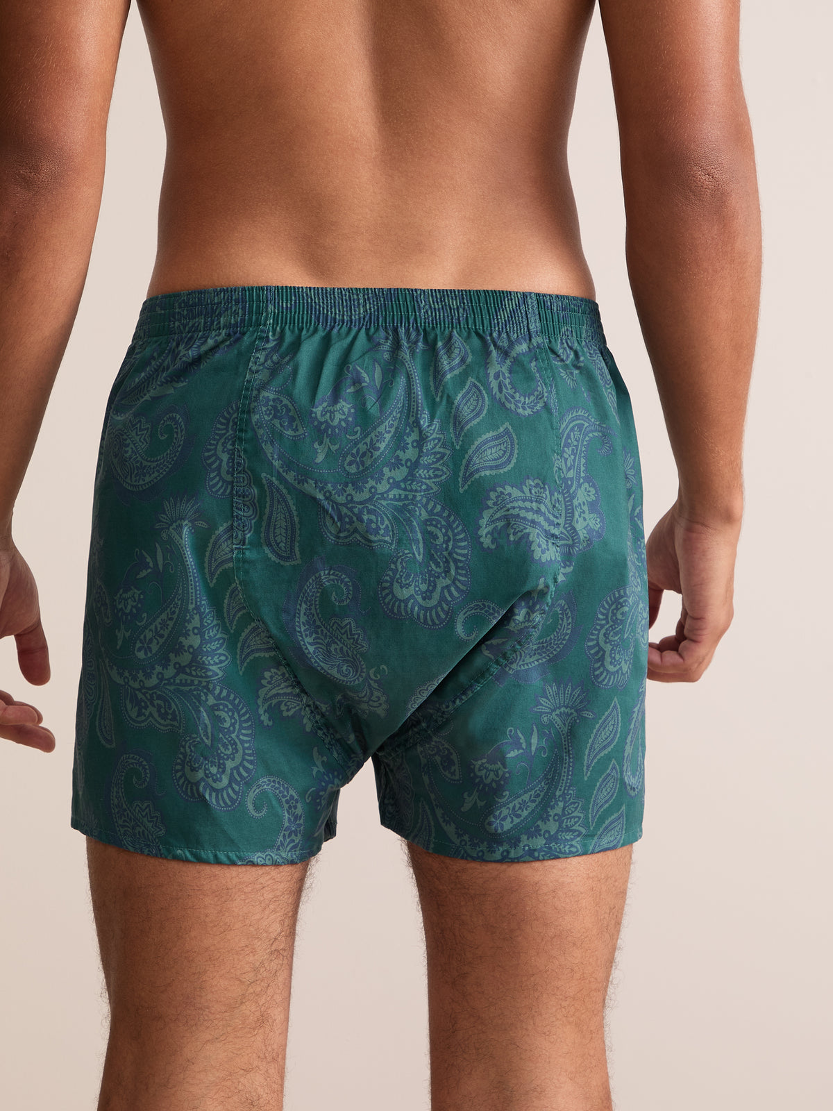 Ledbury Cotton Batiste Classic Fit Boxers Muted Teal & Navy Paisley