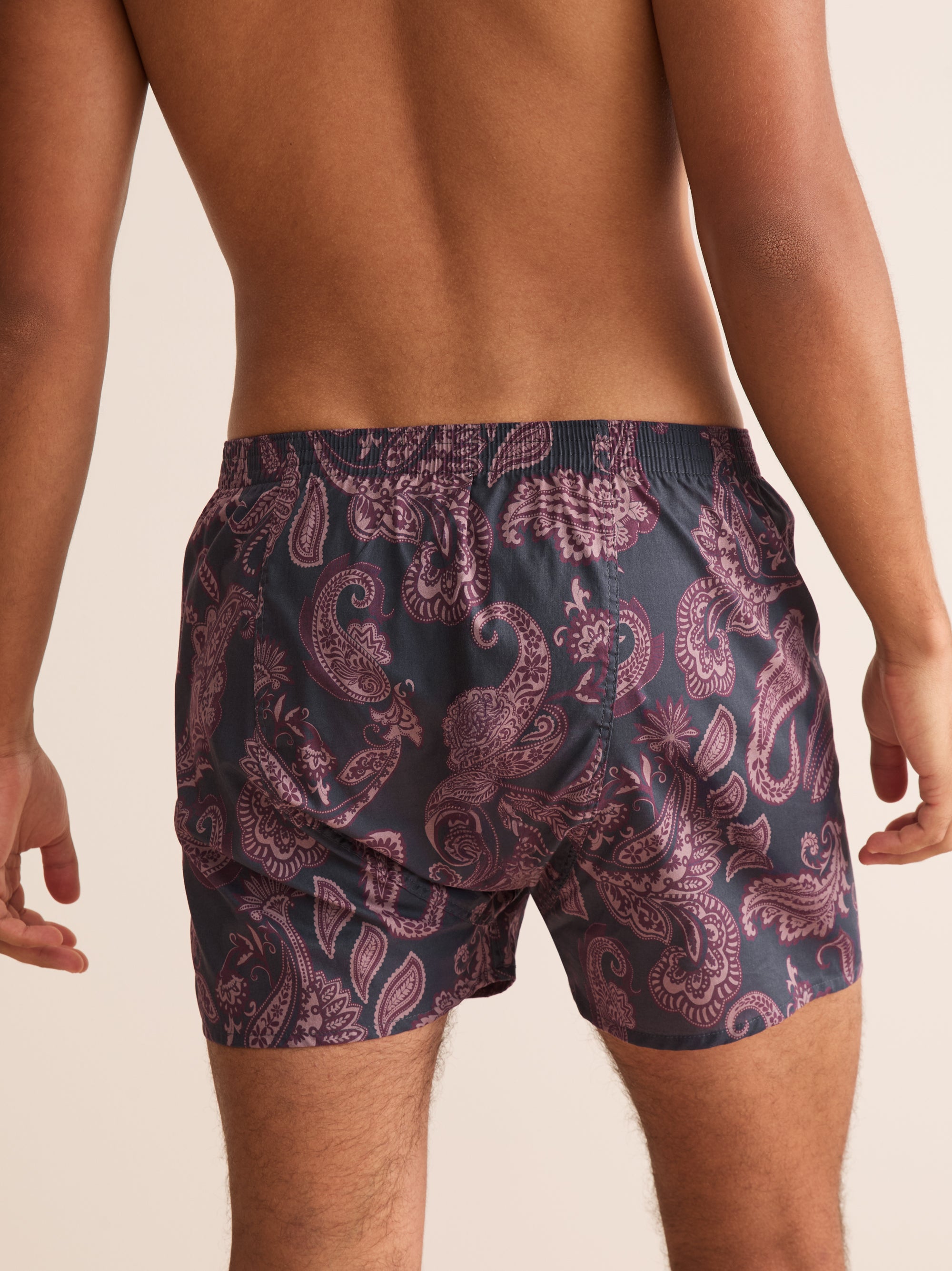 Ledbury Cotton Batiste Classic Fit Boxers Night Gray & Wine Paisley
