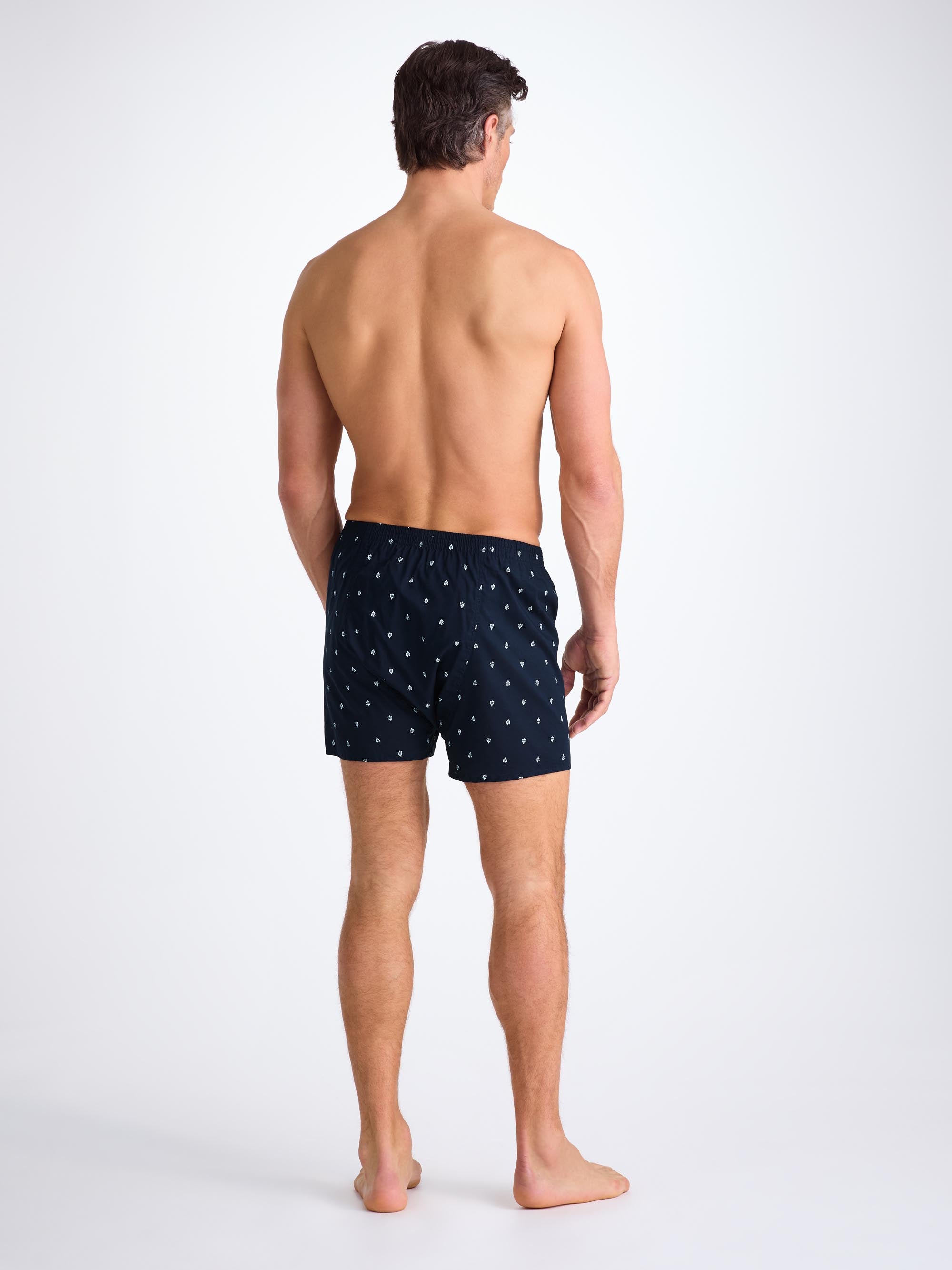 Men's Classic Fit Boxers Cotton Batiste Navy Paisley Motif
