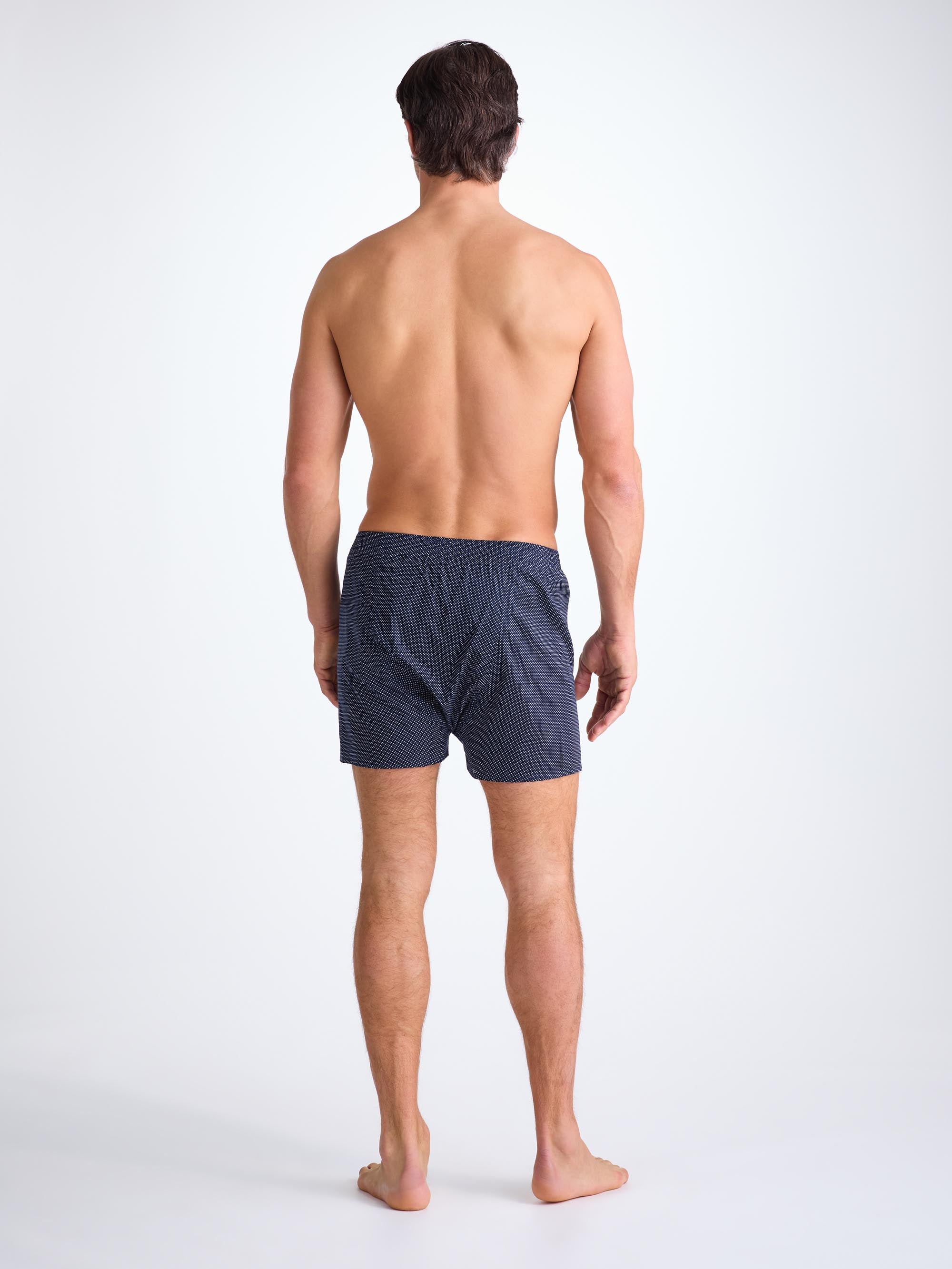 Men's Classic Fit Boxers Cotton Batiste Navy Pin Dot Print