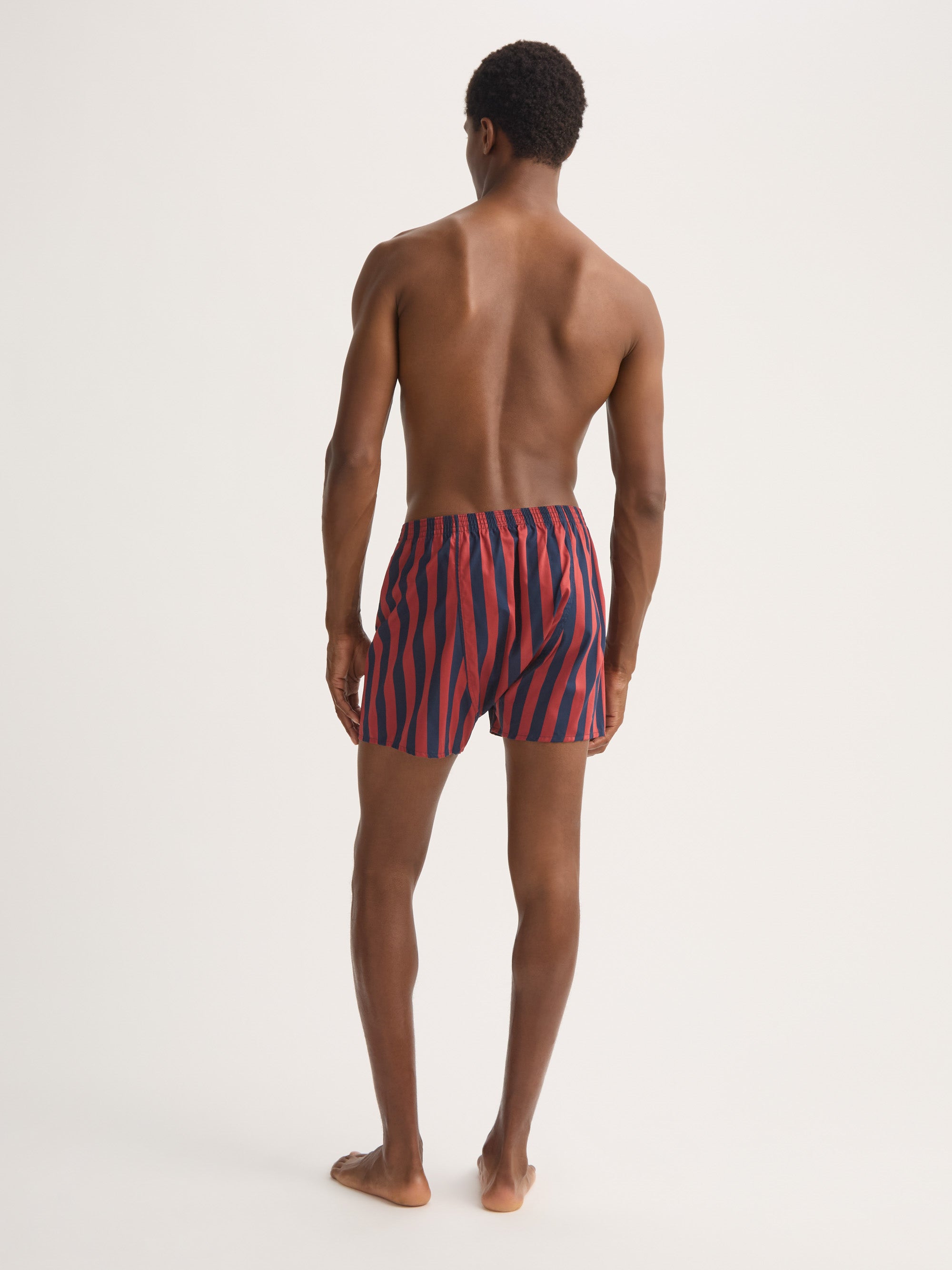 Men's Classic Fit Boxers Royal Cotton Navy Blue & Red Stripe