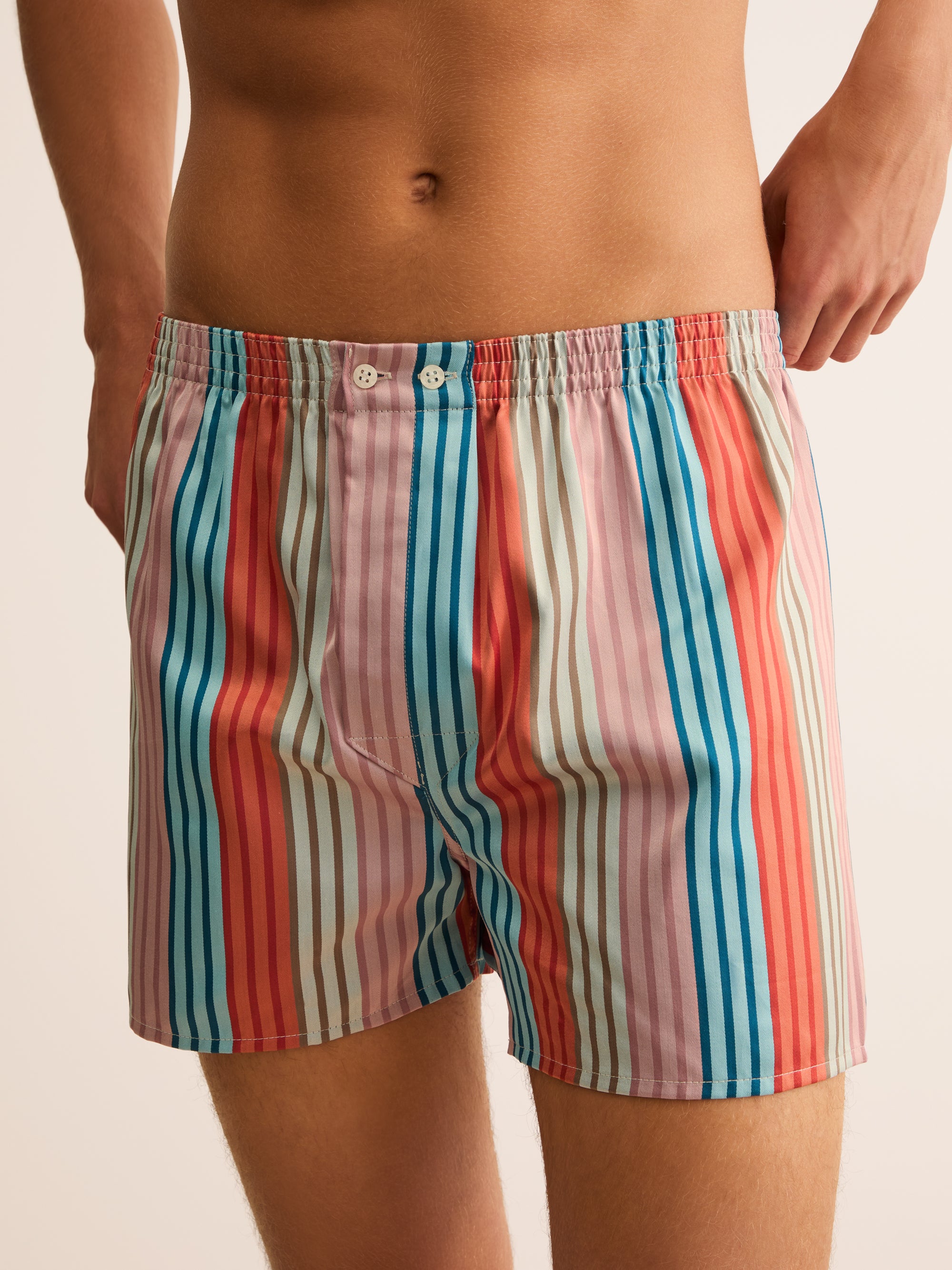 Men's Classic Fit Boxers Wellington Cotton Satin Multi Stripe