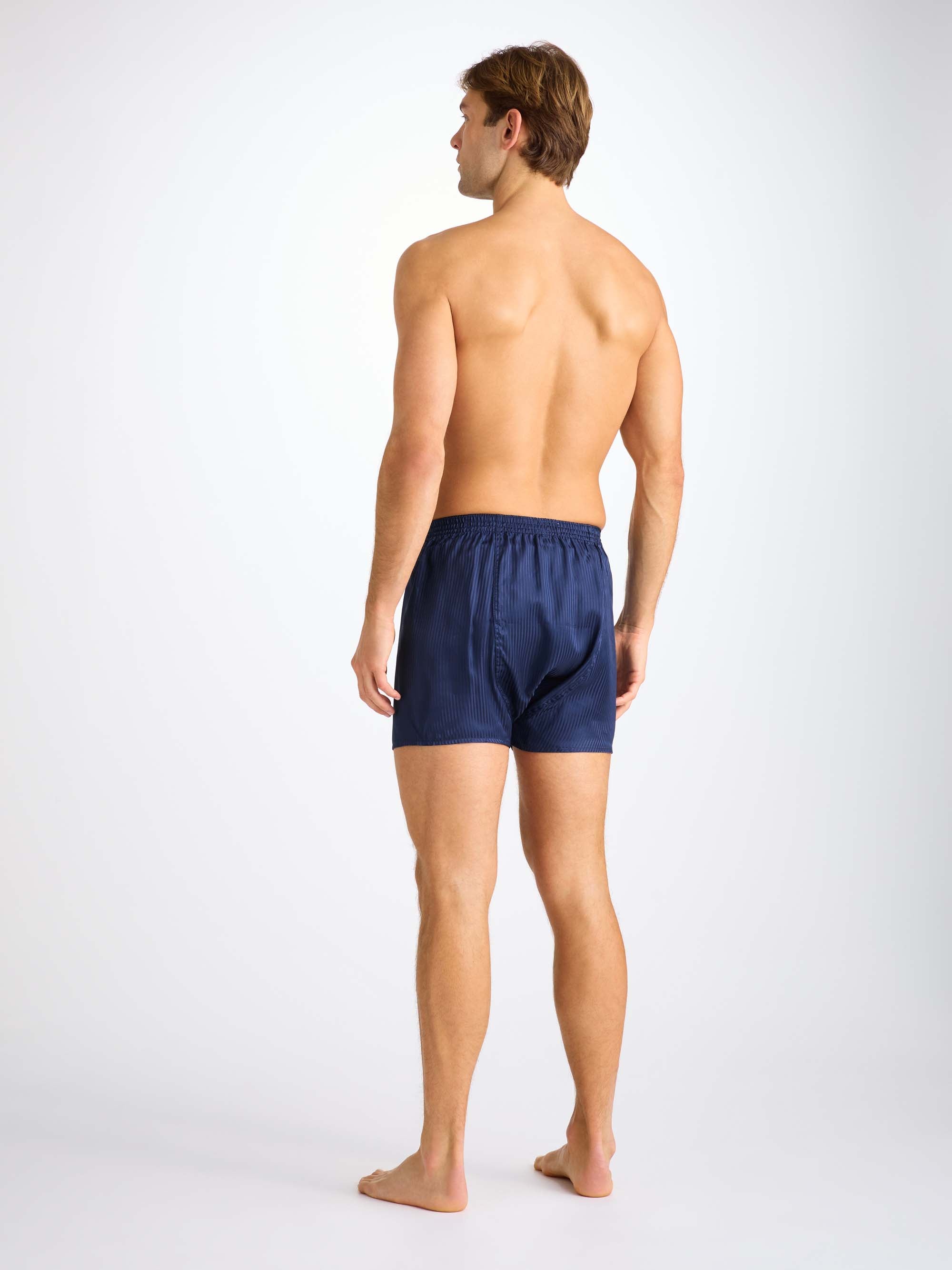 Men's Classic Fit Boxers Woburn Silk Navy Stripe