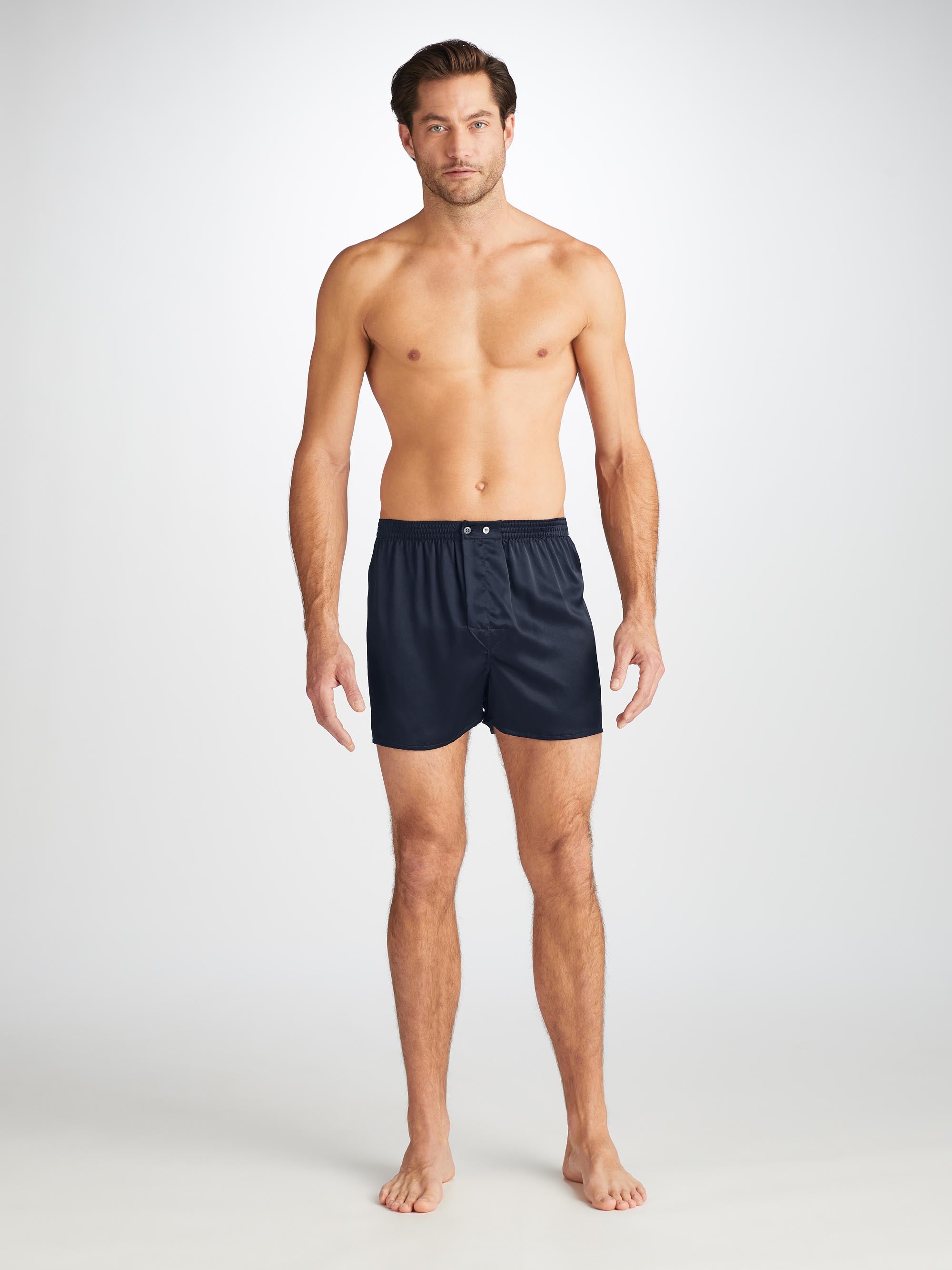 Men's Classic Fit Boxers Bailey Silk Satin Navy