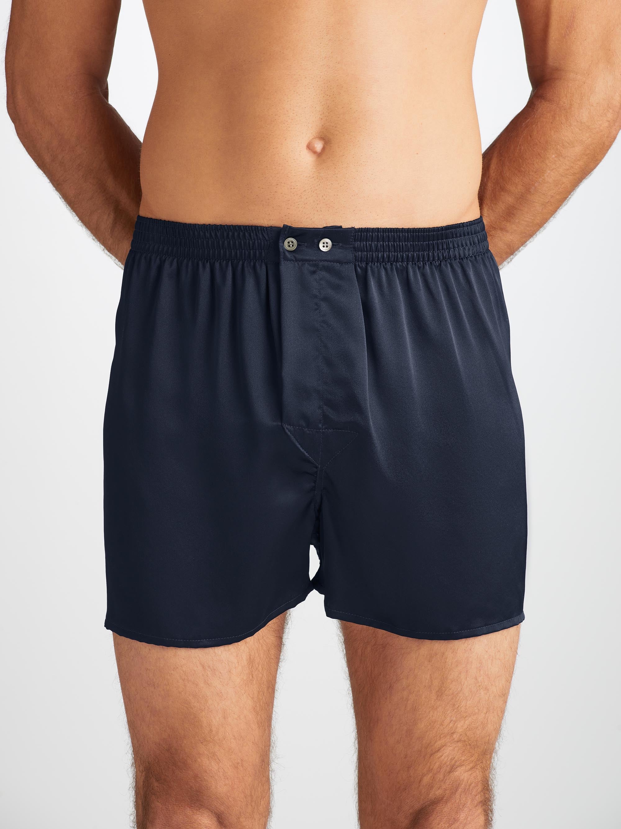 Men's Classic Fit Boxers Bailey Silk Satin Navy