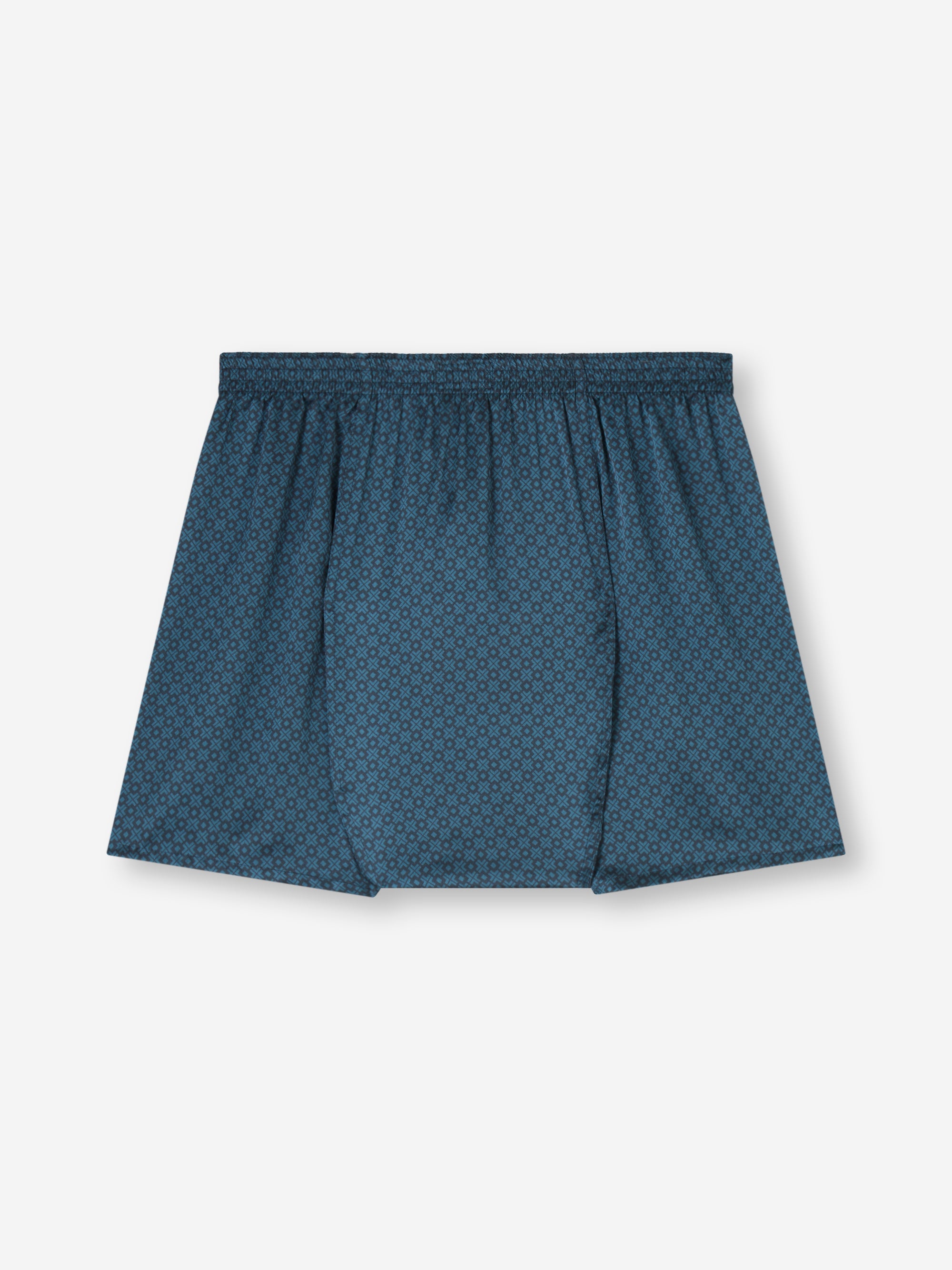 Men's Classic Fit Boxers Silk London Geo Cross Blue & Teal
