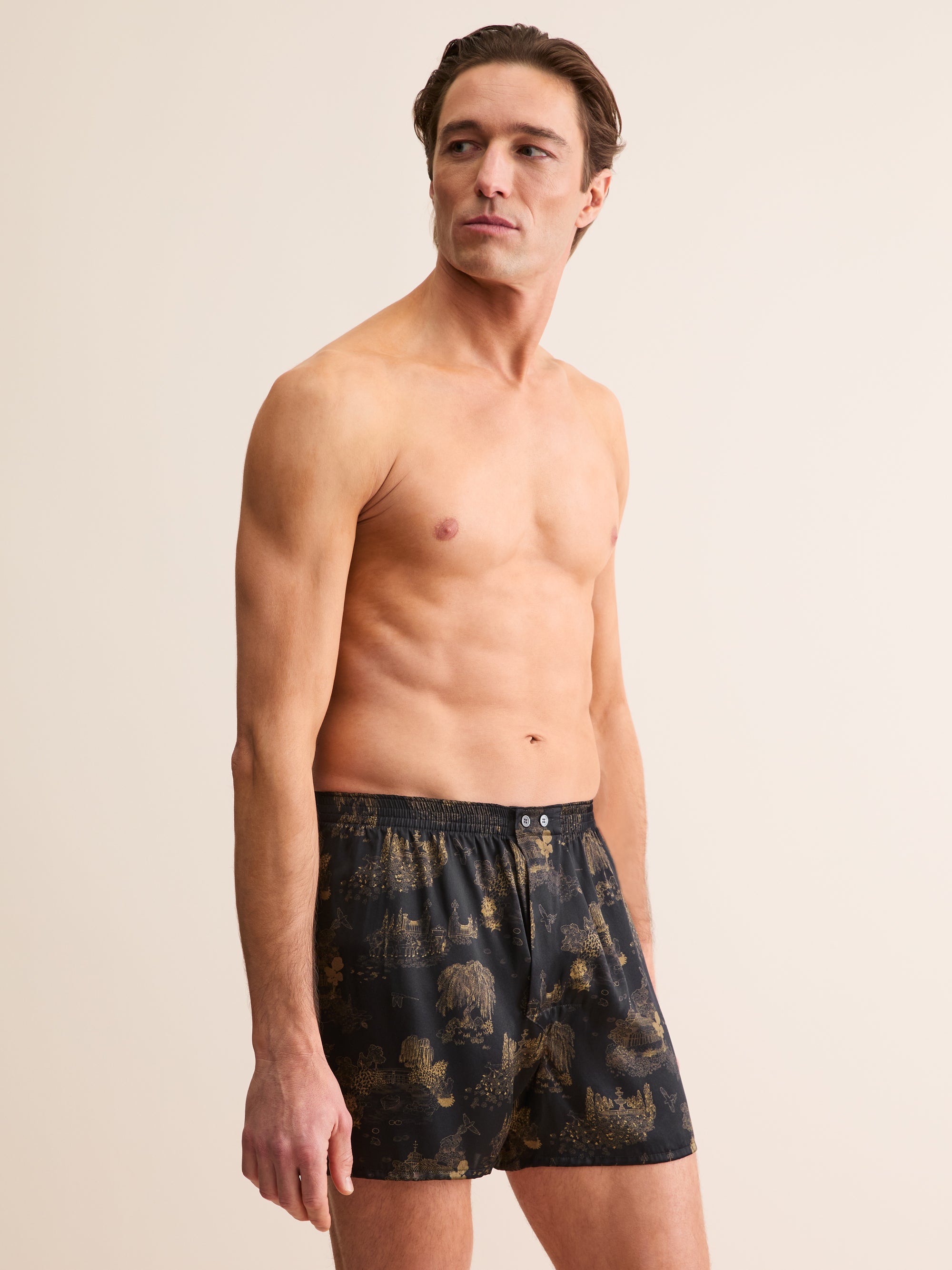 Men's Classic Fit Boxers Silk London Toile Black