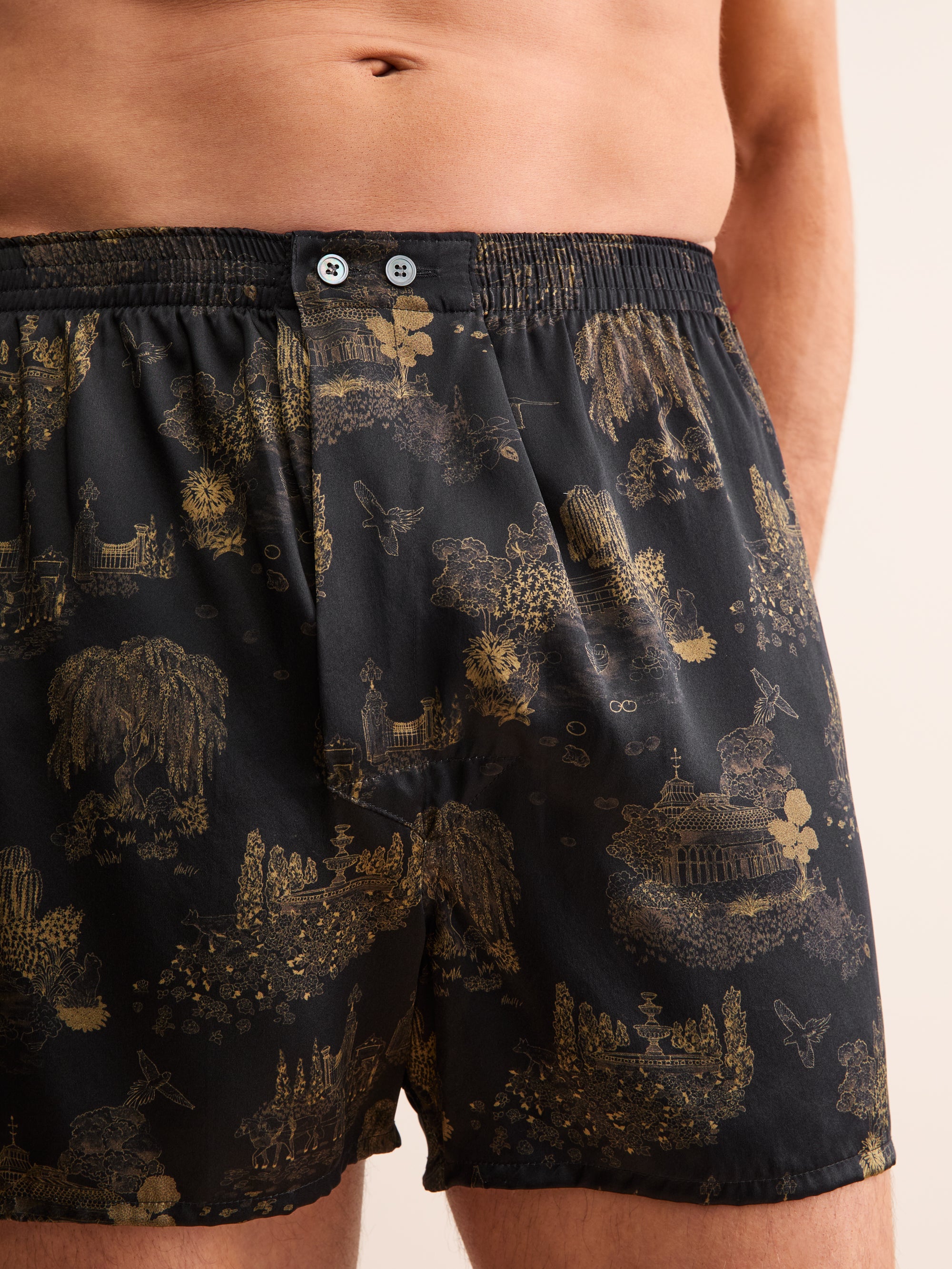 Men's Classic Fit Boxers Silk London Toile Black