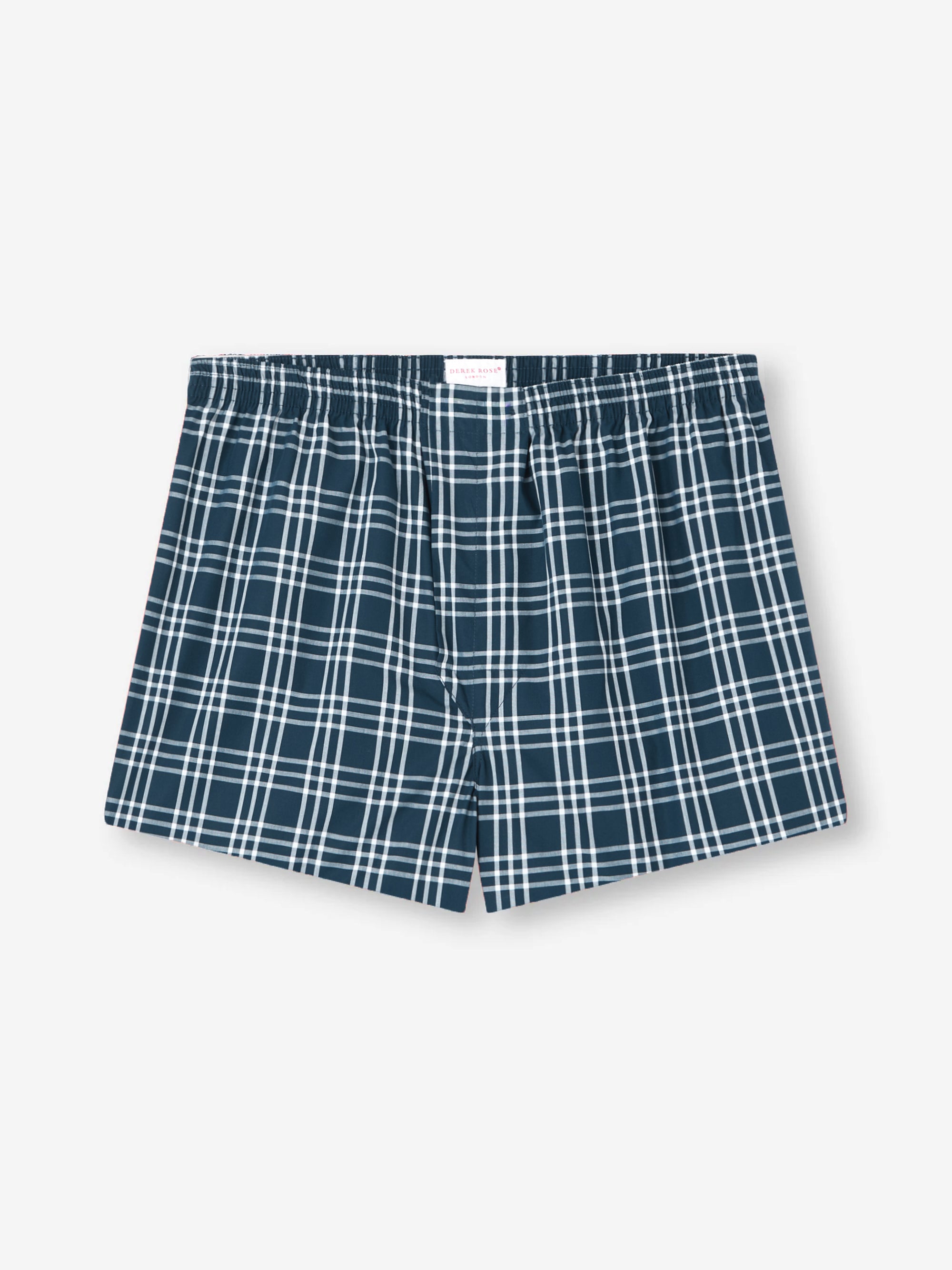 Men's Modern Fit Boxers Barker Cotton French Blue & White Check
