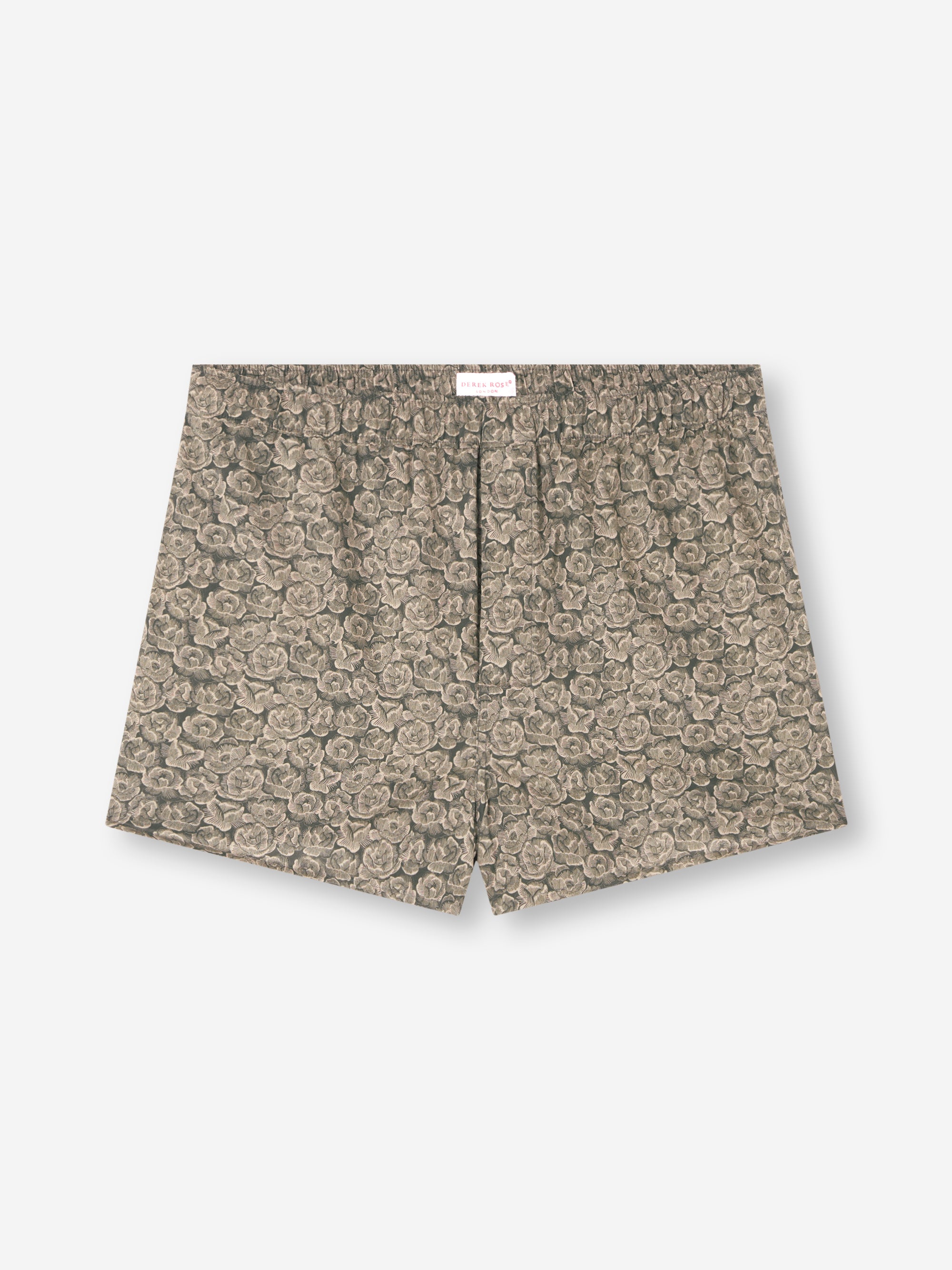 Men's Modern Fit Boxers Cotton Batiste Camo Green Rose Print