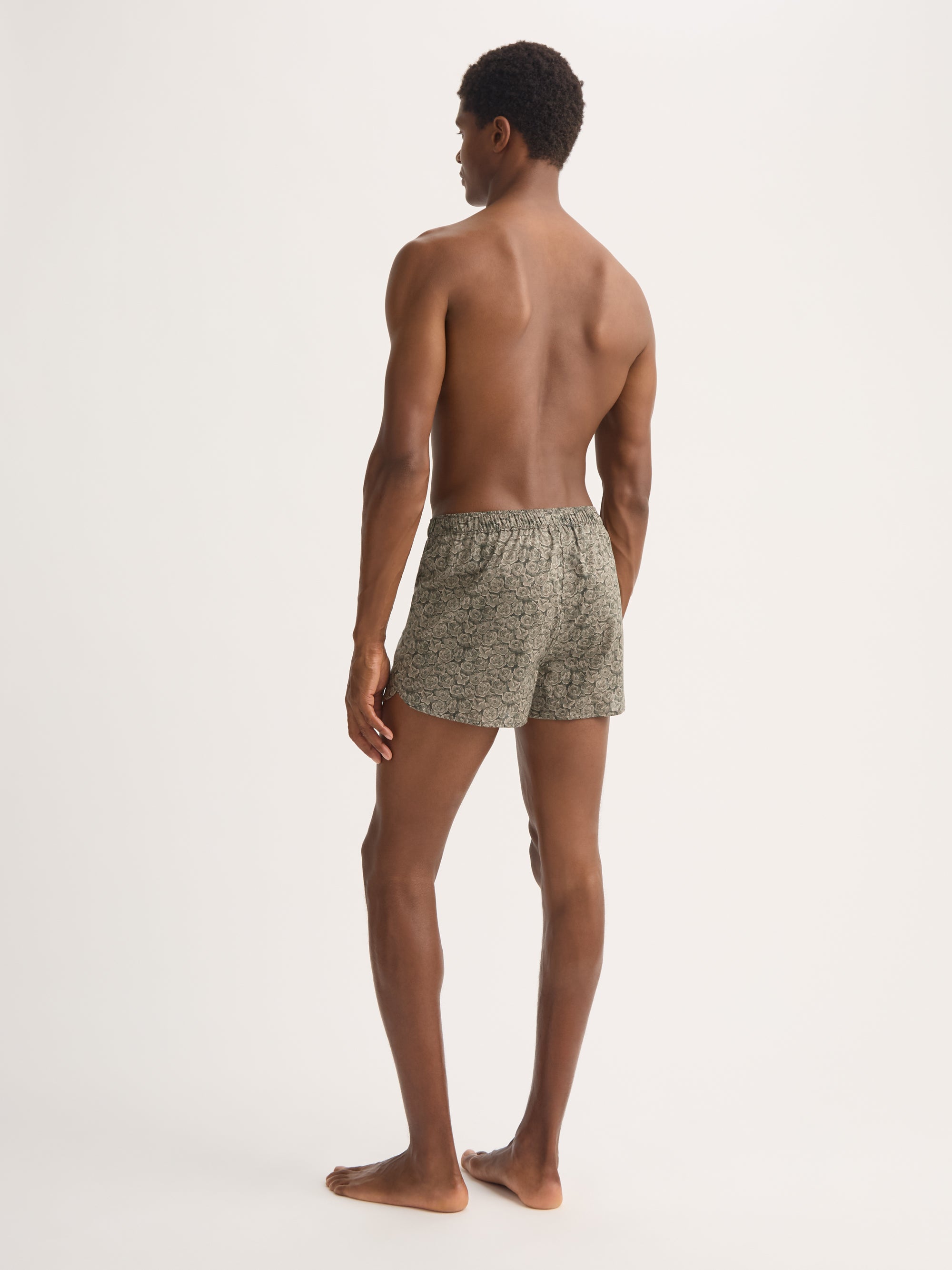 Men's Modern Fit Boxers Cotton Batiste Camo Green Rose Print