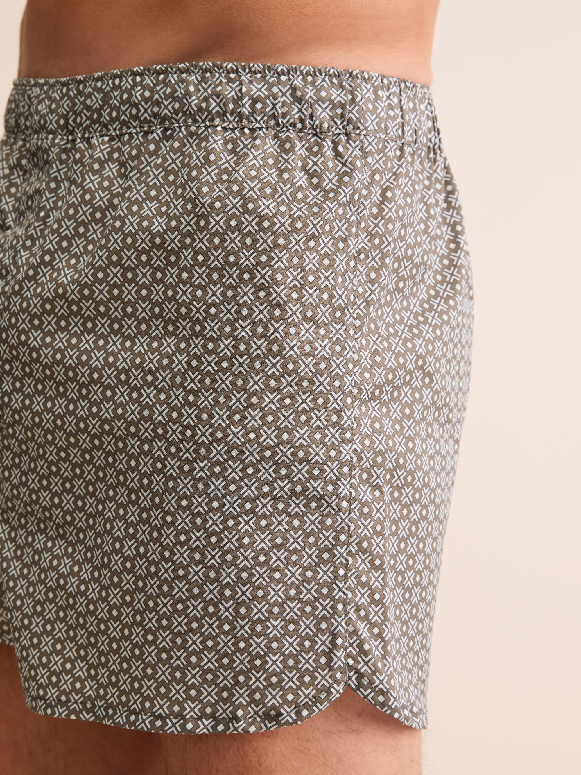 Men's Modern Fit Boxers London Geo Cross Cotton Batiste Taupe