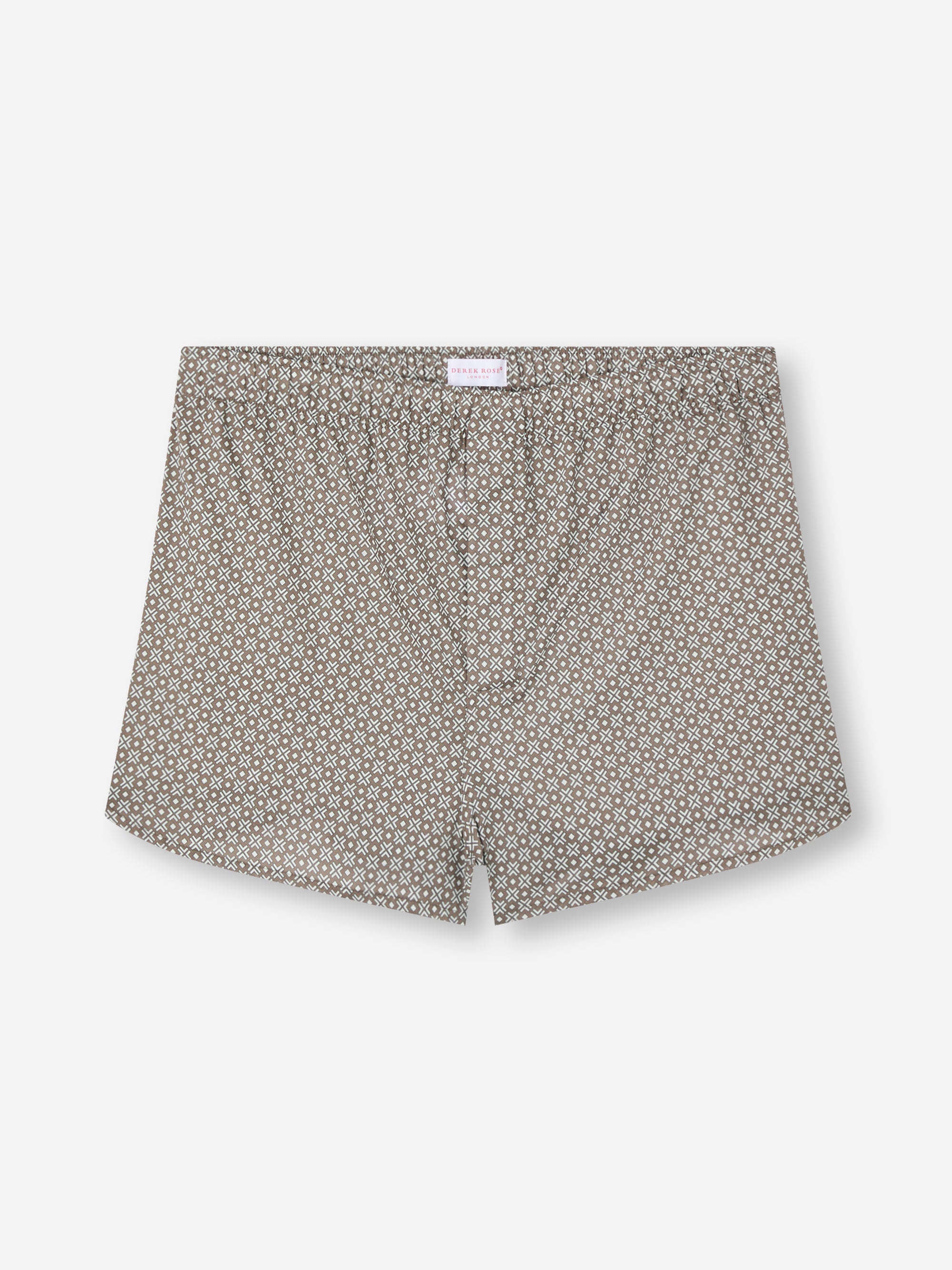 Men's Modern Fit Boxers London Geo Cross Cotton Batiste Taupe