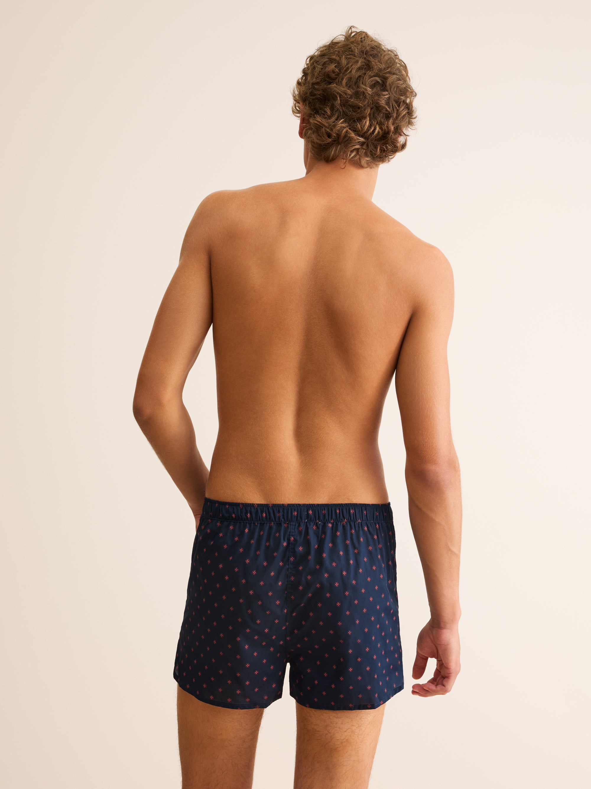 Men's Modern Fit Boxers Rose Star Motif Navy