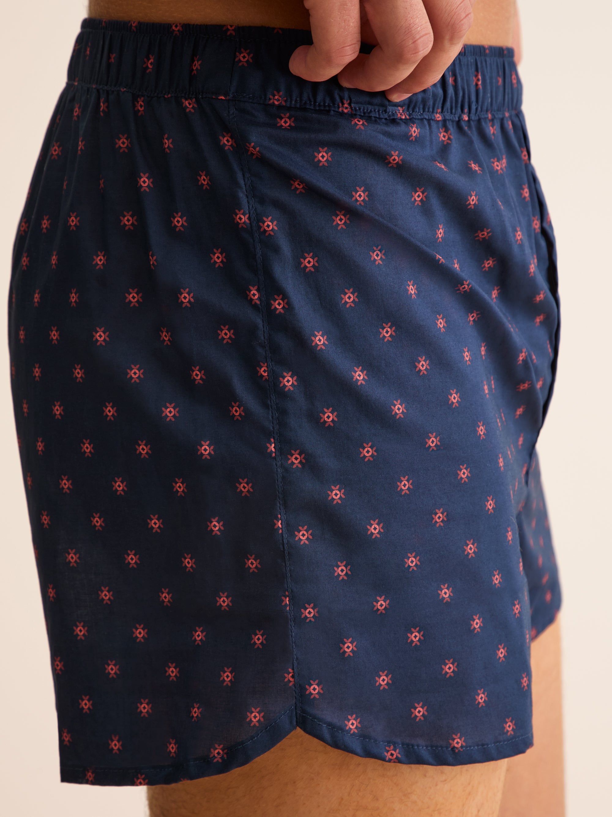 Men's Modern Fit Boxers Rose Star Motif Navy