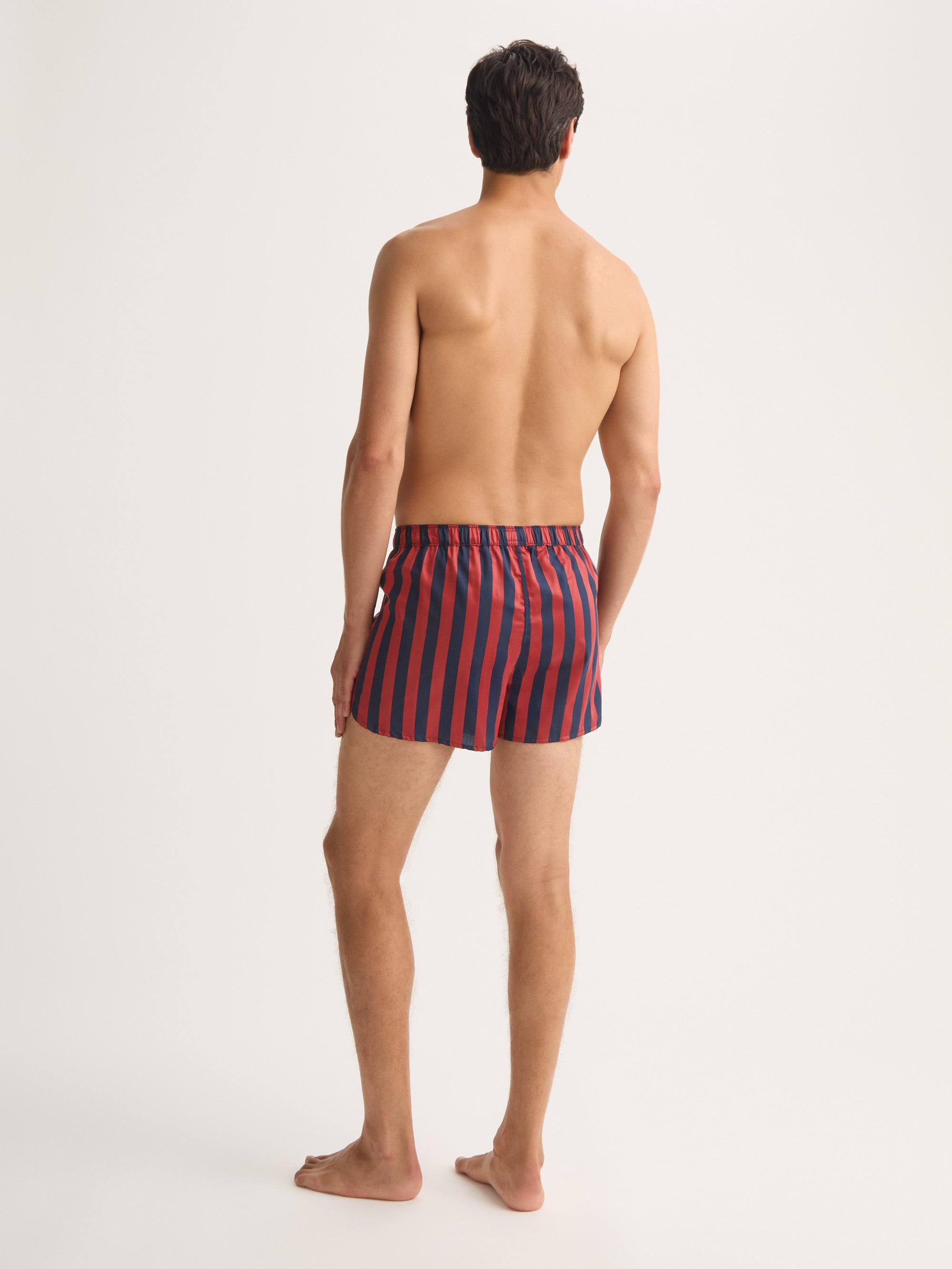 Men's Modern Fit Boxers Royal Cotton Navy Blue & Red Stripe