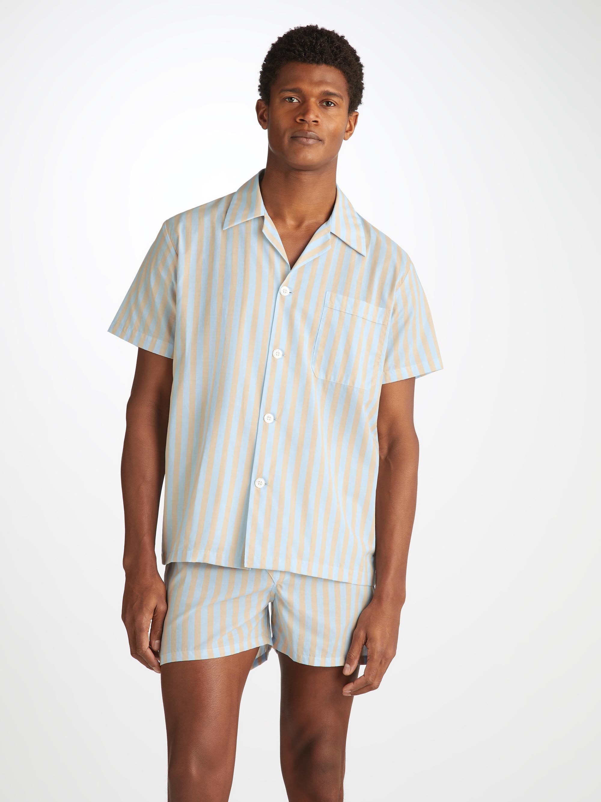 Men's Short Pyjamas Amalfi 20 Cotton Batiste Blue