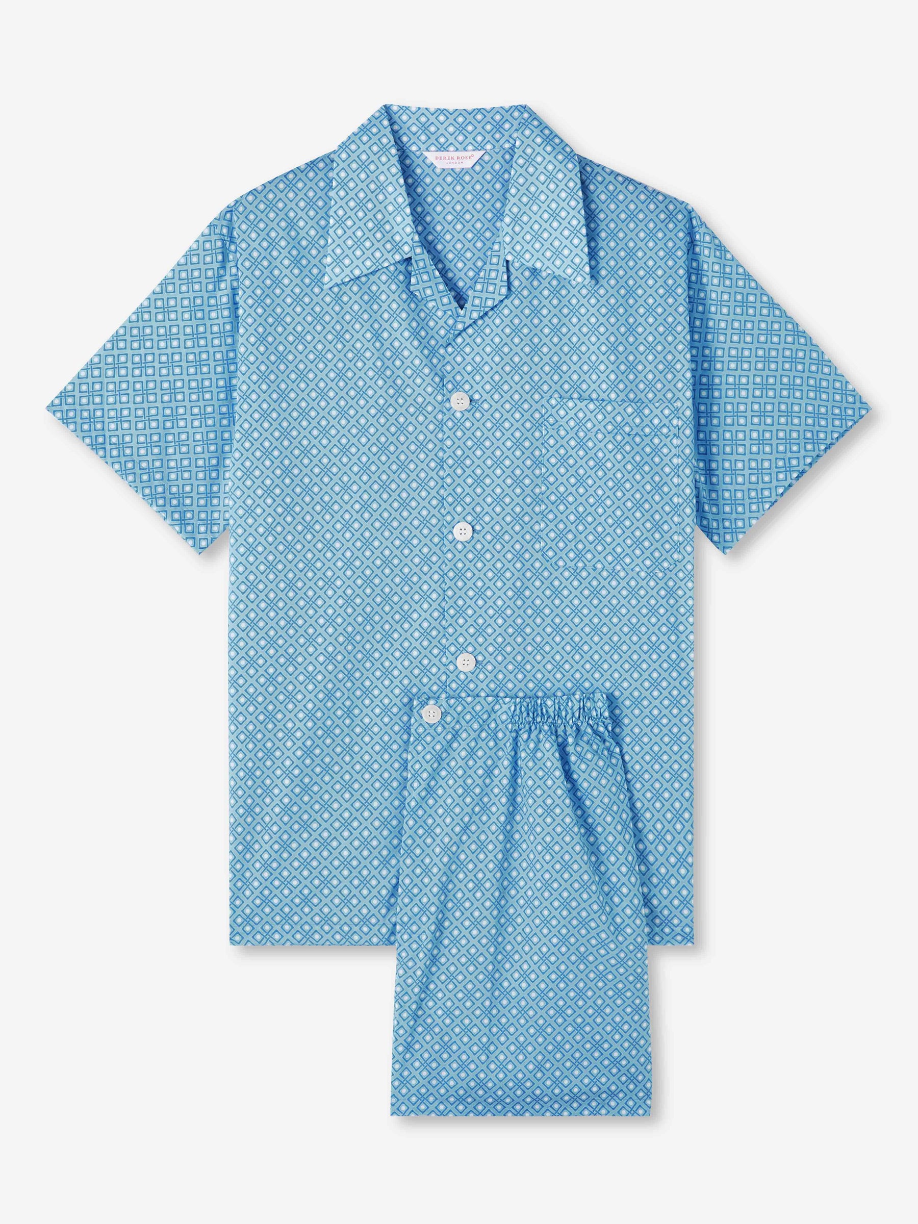 Men's Short Pyjamas Ledbury 56 Cotton Batiste Blue
