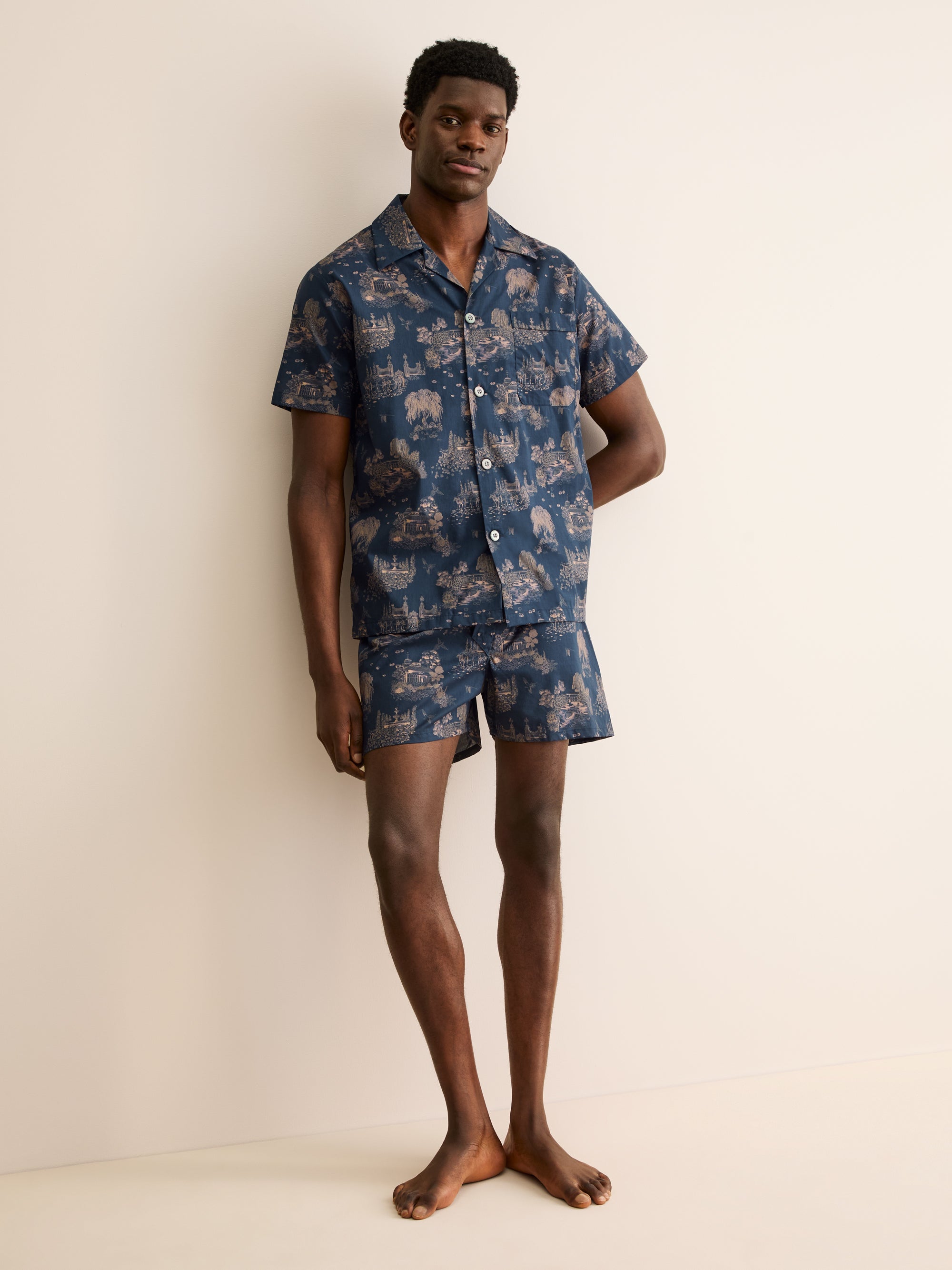 Men's Short Pajamas London Toile Navy
