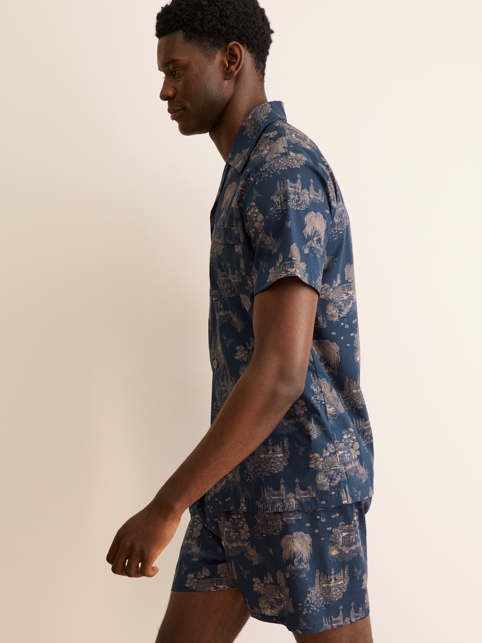 Men's Short Pajamas London Toile Navy