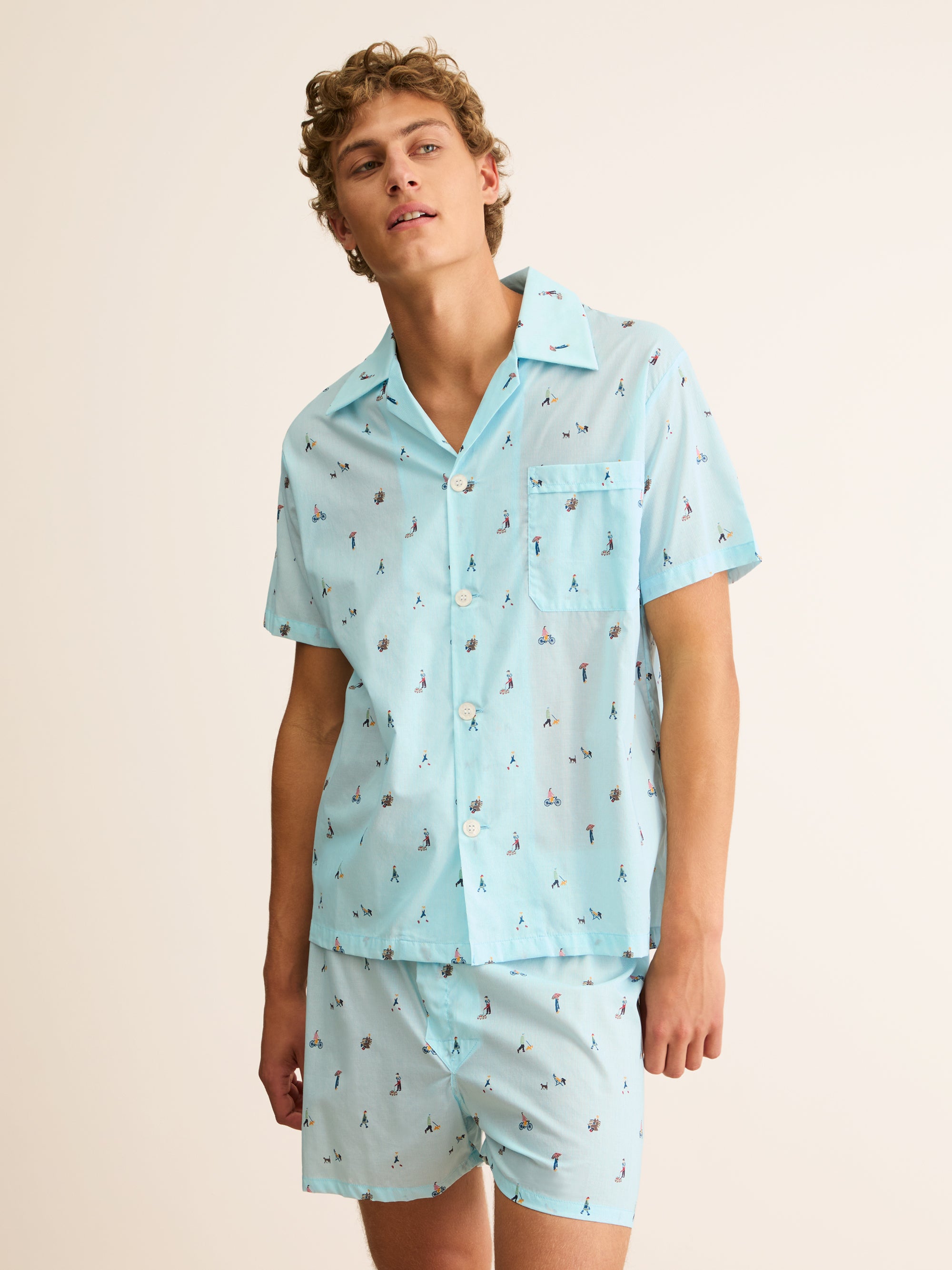 Men's Short Pyjamas People of London Blue Stripe