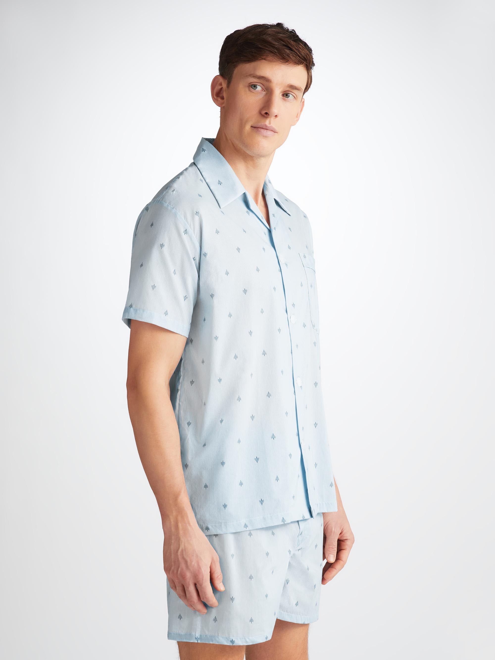 Men's Short Pyjamas Nelson 100 Cotton Batiste Blue