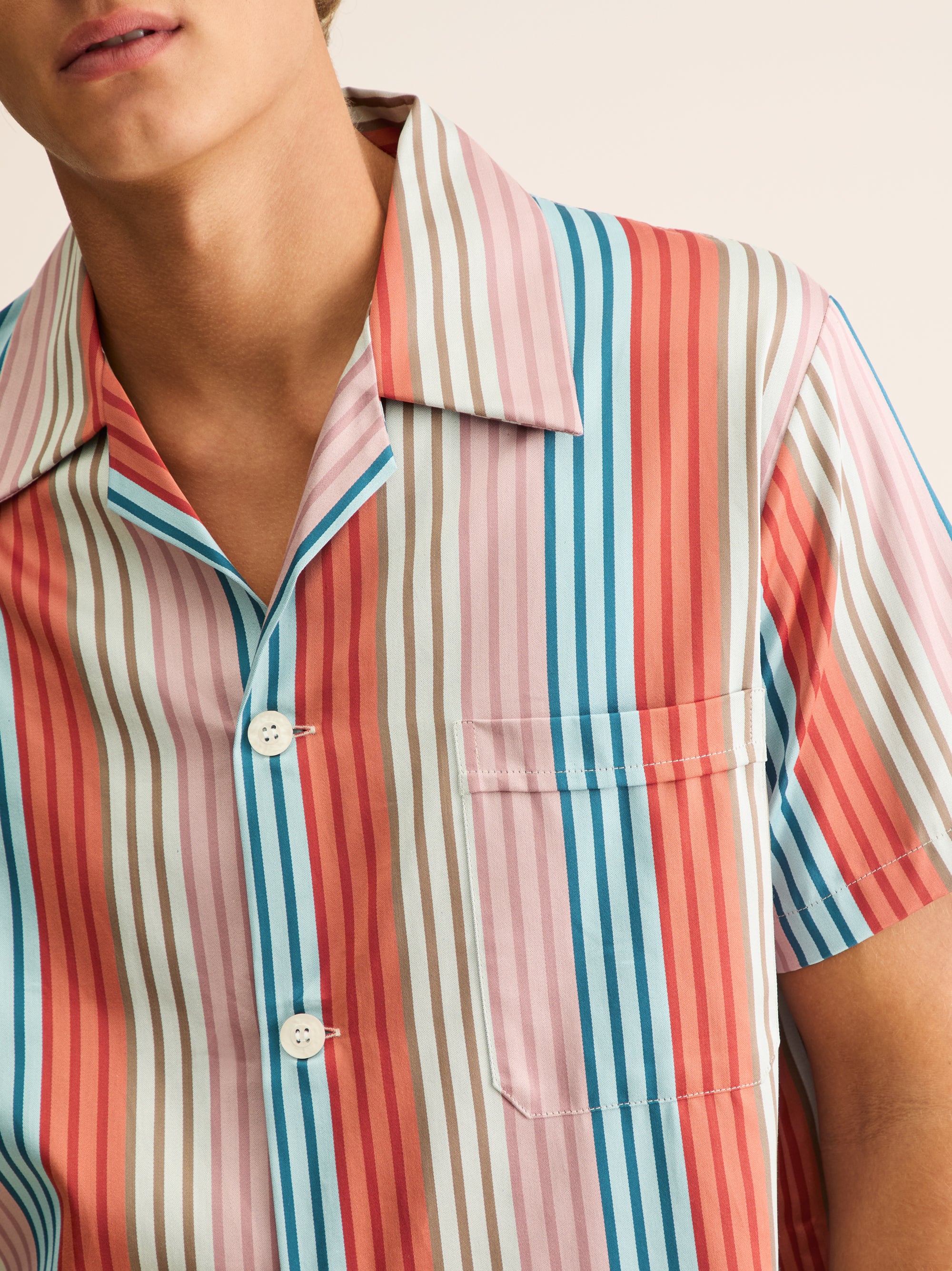 Men's Short Pyjamas Wellington Cotton Satin Multi Stripe