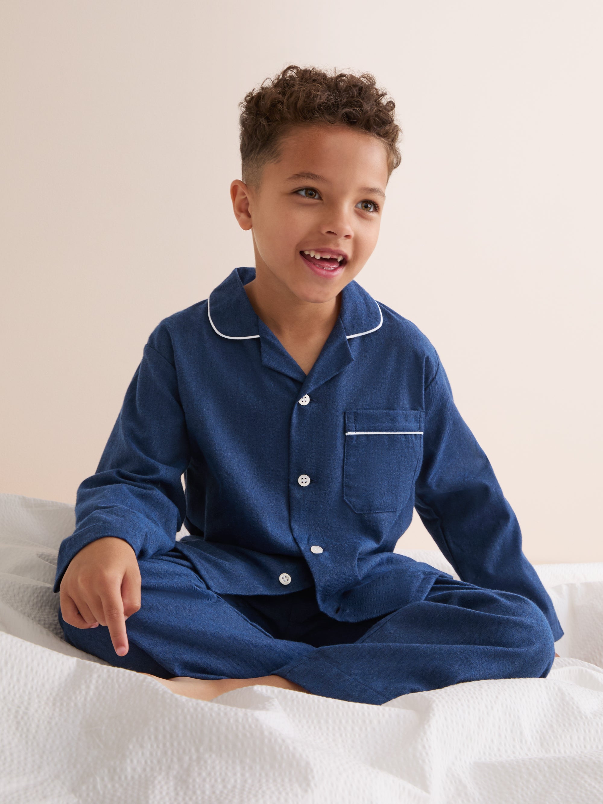 Kids' Pyjamas Balmoral 3 Brushed Cotton Navy