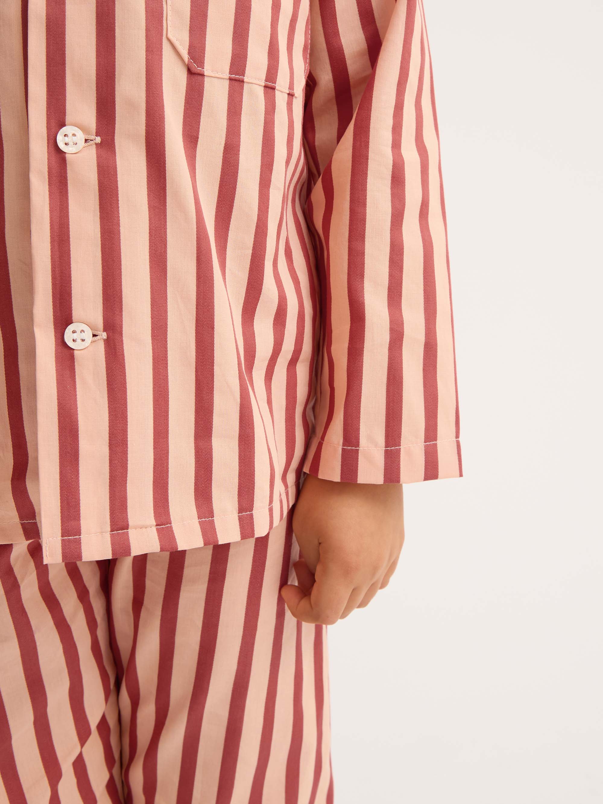 Kids' Pyjamas Capri Cotton Batiste Red & Peach Stripe